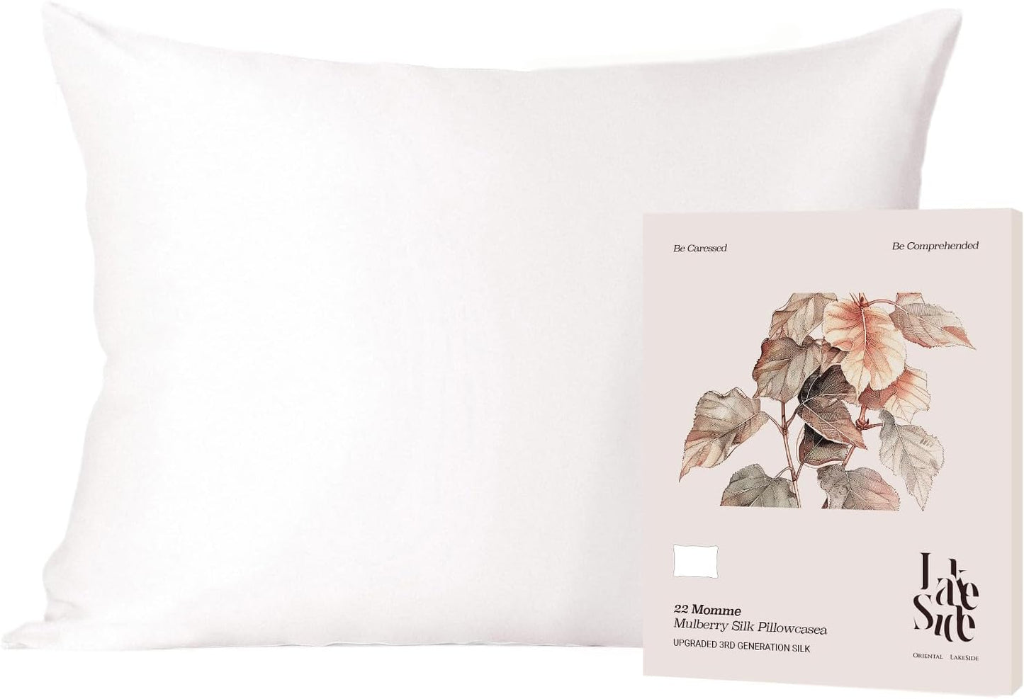 Oriental Lakeside® 100% Pure 22 Momme Mulberry Silk Pillowcase with Hidden Zipper - Nighttime Skincare & Hair Care Hydrating Pillow Cover