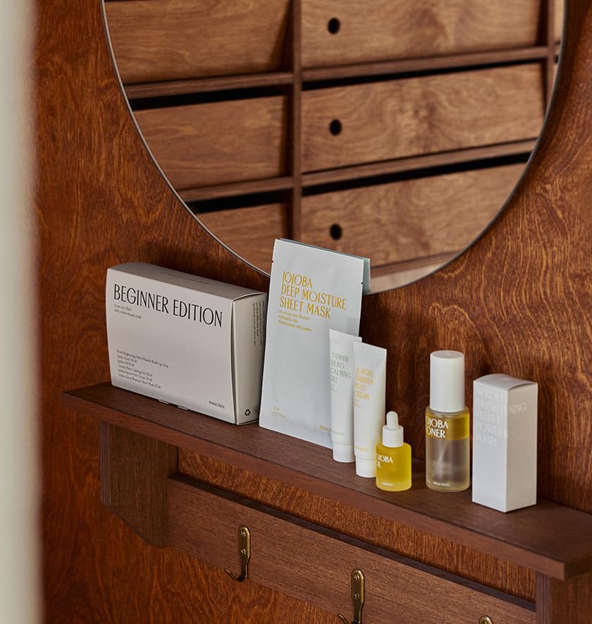 PINKWONDER Beginner Edition Skincare Set | USDA Organic Jojoba Oil | Hydrating & Soothing Routine | Travel Essentials for Women | Korean Skincare Gift