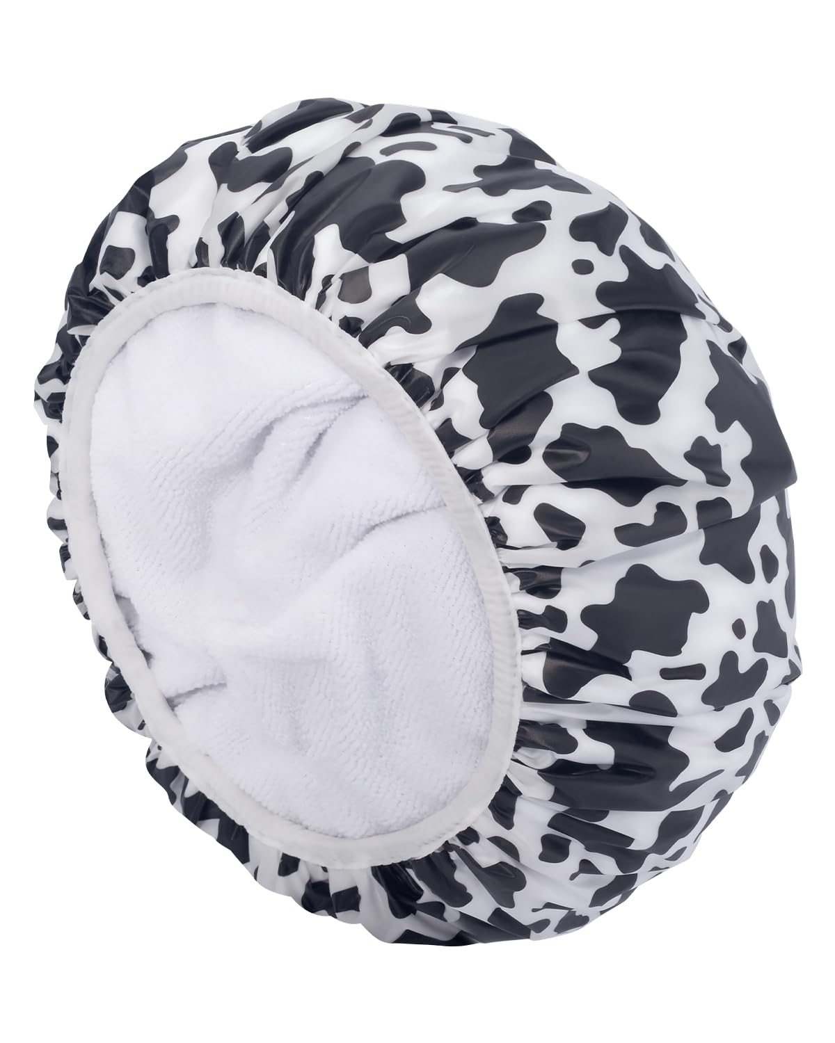 Auban Shower Cap, Shower Cap for Women Terry Cloth Lined EVA Exterior Reusable Double Layer Waterproof, Large Bath Hair Cap for All Hair Lengths, Hotel Travel Essentials Accessories Deep Conditioning