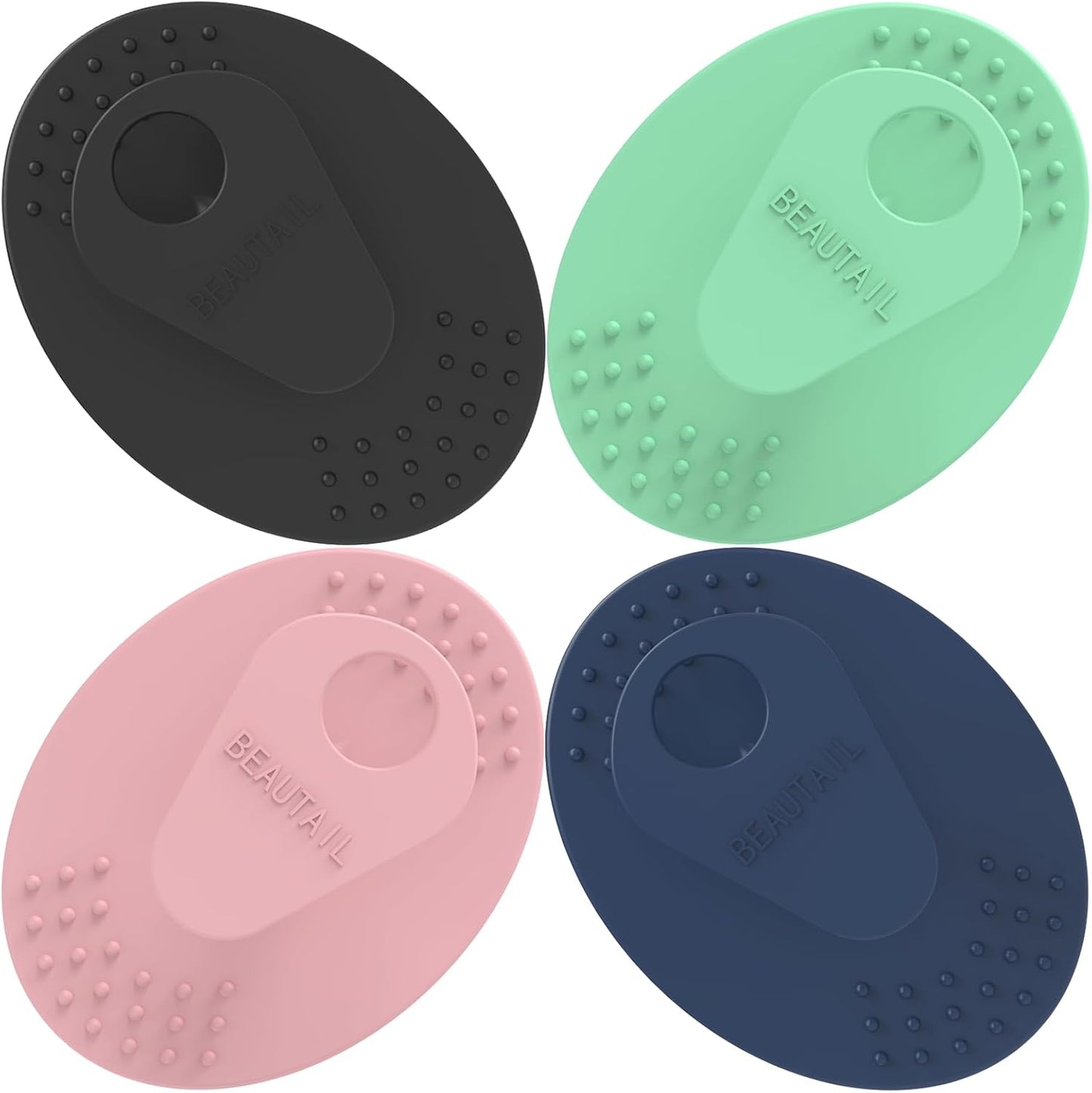 Face Scrubber 4 Pack, BEAUTAIL Silicone Manual Facial Cleansing Brush for Men Women, Gentle Face Scrubber Exfoliator, Skin Care Exfoliating Face Brush, Black+Green+Pink+Darkblue