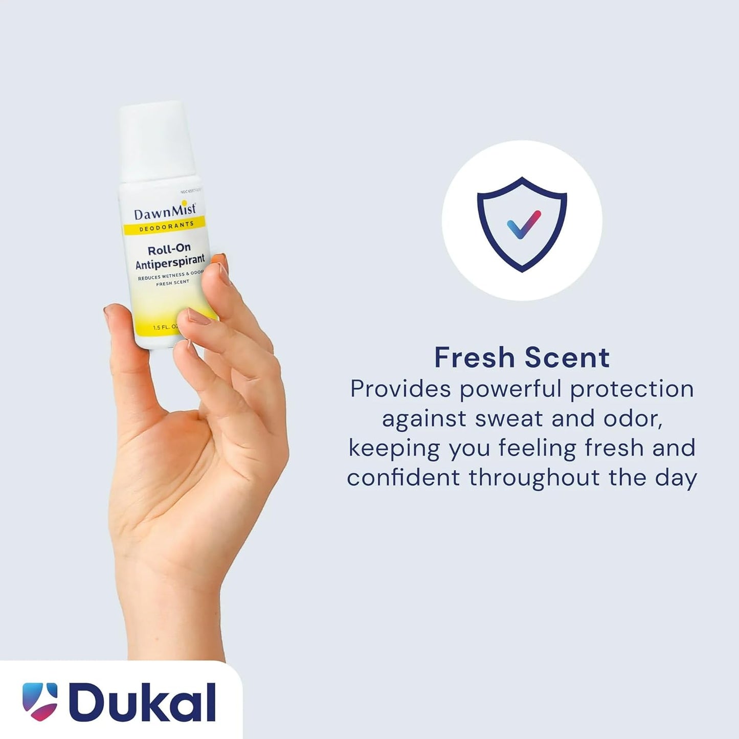 Dukal RD15 DawnMist Roll On Antiperspirant & Deodorant, Fresh Scent, Travel Size, 1.5oz,12 pack