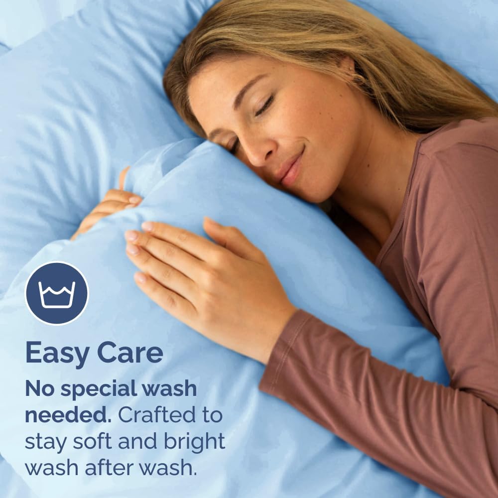 Long Pillowcases - Body Pillow Cover - Long Pillow Insert for Sleeping, Side Sleepers - Soft & Breathable Body Pillow Case with Envelope Enclosure - Comfy & Machine Washable - 20" x 54" (Light Blue)