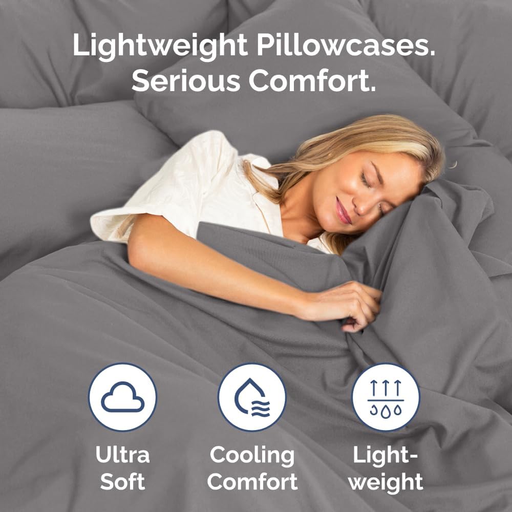 Long Pillowcases - Body Pillow Cover - Long Pillow Insert for Sleeping, Side Sleepers - Soft & Breathable Body Pillow Case with Envelope Enclosure - Comfy & Machine Washable - 20" x 54" (Dark Grey)