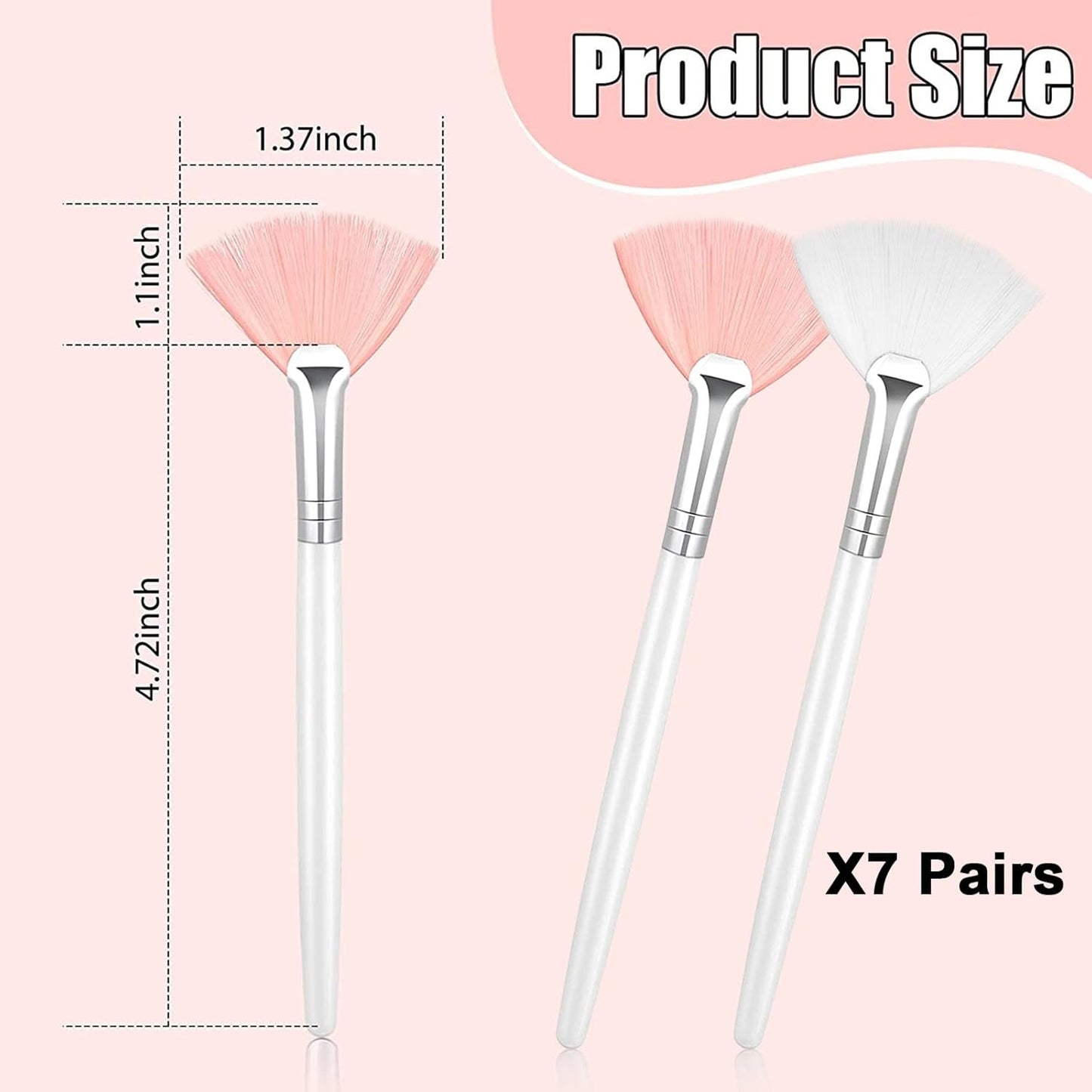 Patelai 14 Pieces Fan Brushes Applicator, Mask Brushes for Facial Makeup Tools for Face Cosmetic(White, Pink)
