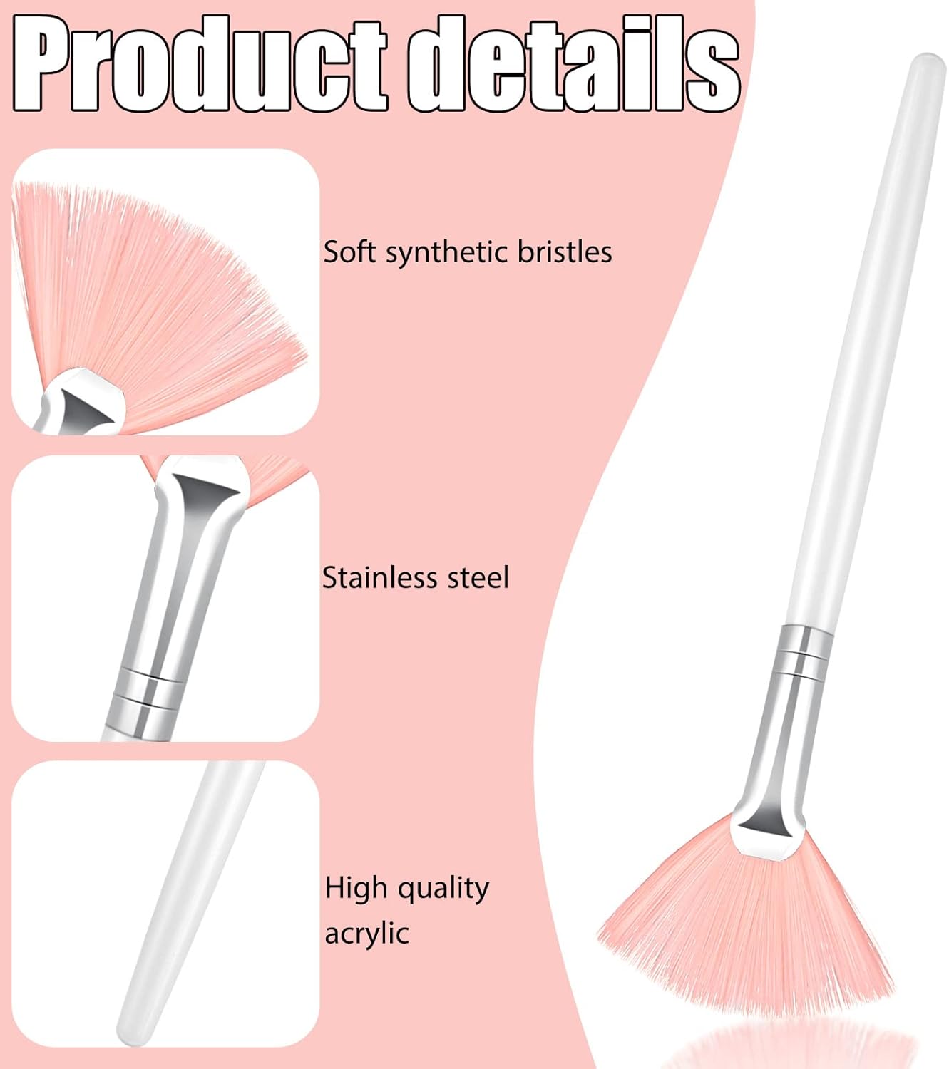 Patelai 14 Pieces Fan Brushes Applicator, Mask Brushes for Facial Makeup Tools for Face Cosmetic(Pink)