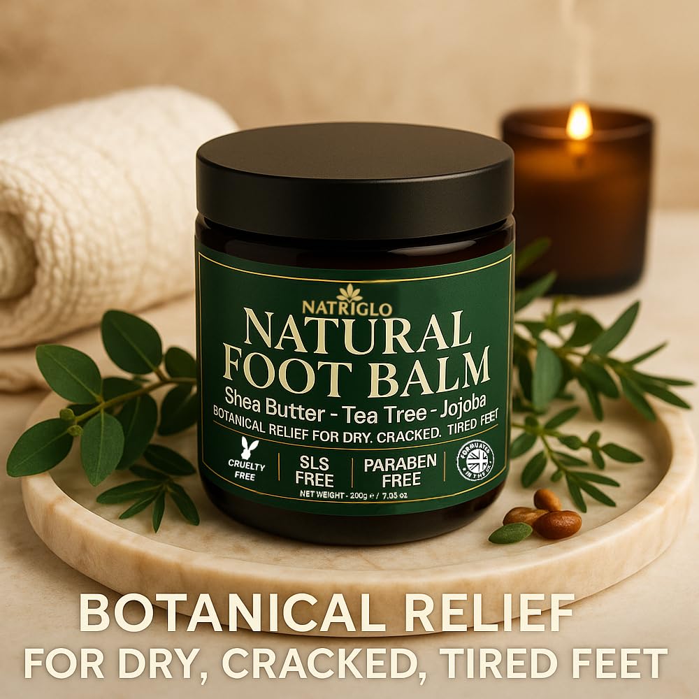 Organic Tea Tree oil Foot Cream for Dry Cracked Heels and Feet, Cracked Heel Repair for Athletes - Foot Cream & Natural Heel Balm for Dry Cracked Feet - Heel Rescue Foot Cream 7.05oz