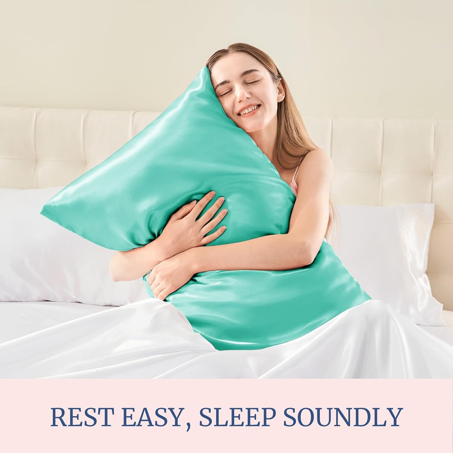 BEDELITE Satin Pillowcase for Hair and Skin, Super Soft Similar to Silk Pillow Cases 4 Pack with Envelope Closure, Cooling Pillowcases for Women Men (20"x36" King Size, Turquoise)