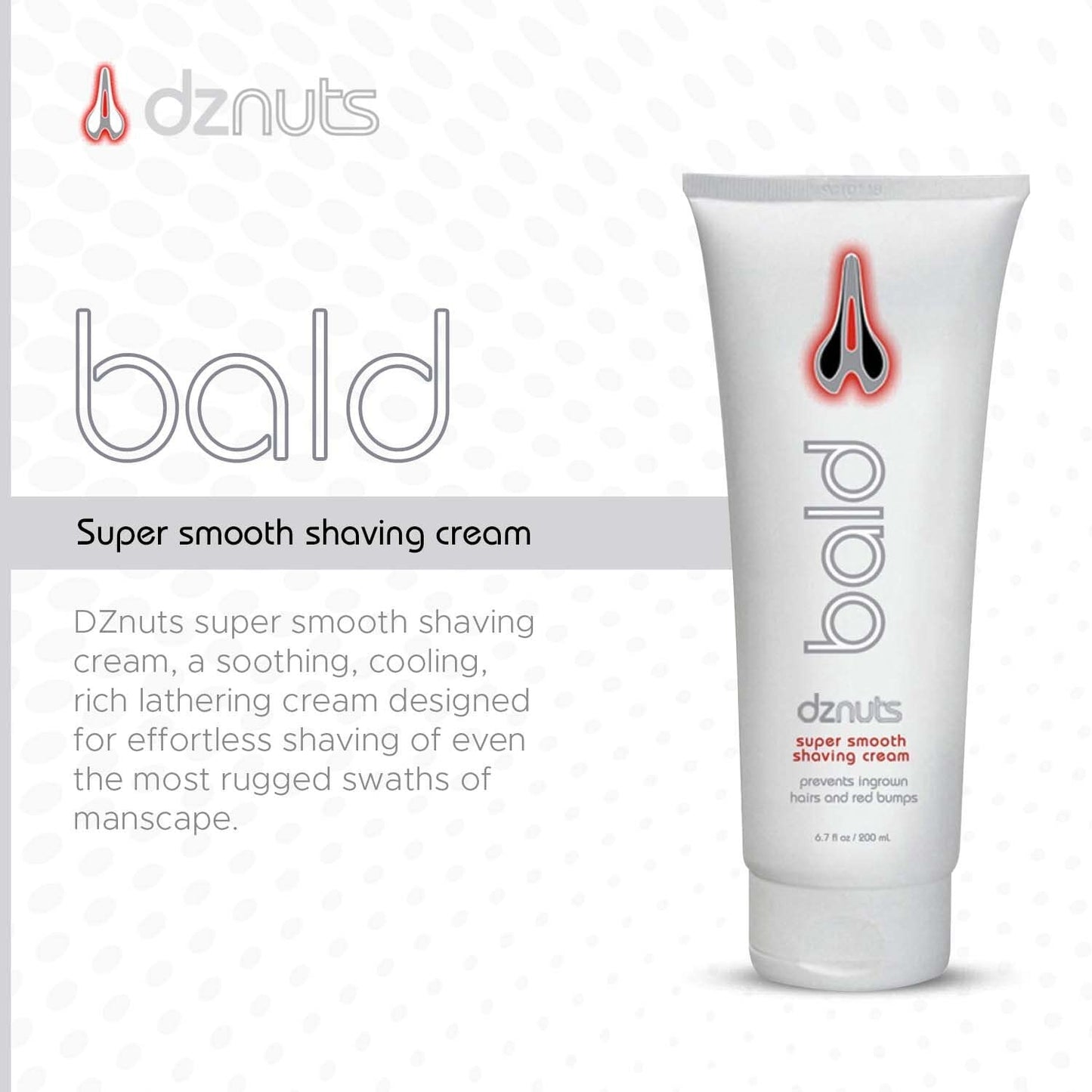 dznuts - Bald Super Smooth Shaving Cream - Prevents Razor Burns, Ingrown Hairs, Cooled and Moisturized Skin - 6.7 fl. oz, 3 Pack