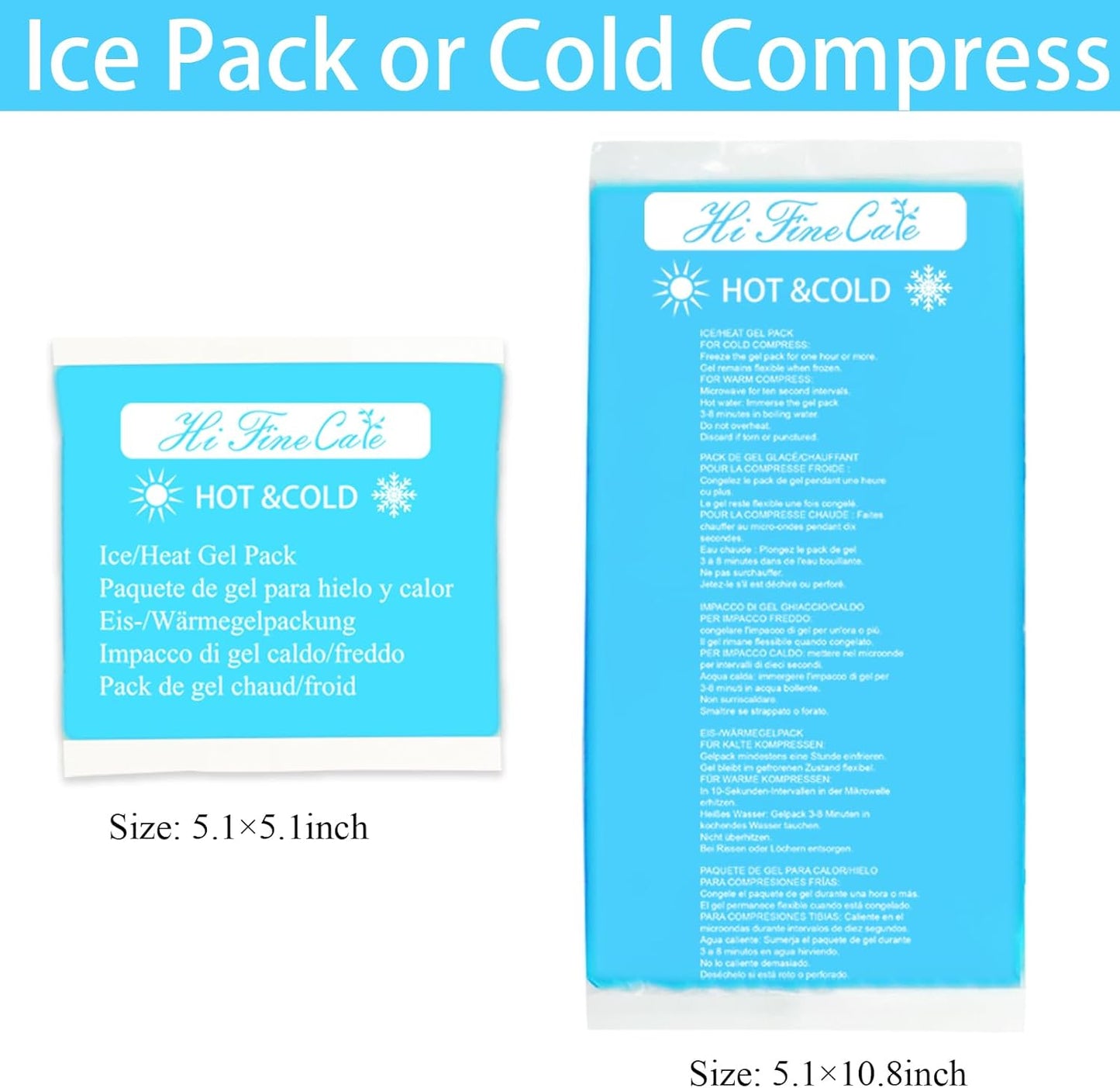 Gel Ice Packs, Cold Packs for Injury Recovery, Cold Compress for Pain Relief, Hot Cold Pack Relieves Inflammation, Arthritis for Headache, Ankle, Neck (Blue (4 Pack), 5×5 inch (13×13cm))