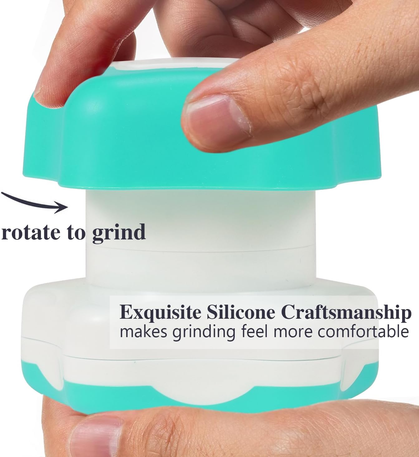 Johnbee Pill Crusher, Pill Grinder Fine Powder Extremely Fine. Storage Compartment. Pill Crushers for Elderly, Family and Pets. Silicone Edges. Grind Multiple Pills at Once - Cleaning Brush (Cyan)