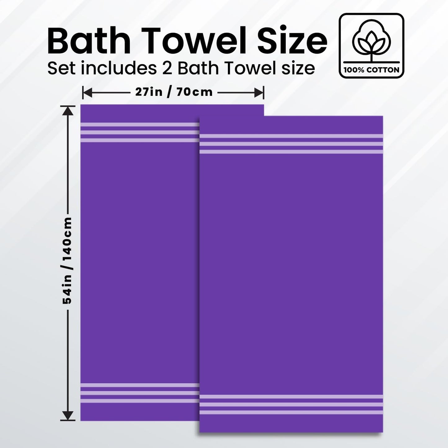 Infinitee Xclusives 100% Cotton Luxury Bath Towels Set of 2 (27x54 Inches) (Profound Purple, Bath Towels - Pack 2)