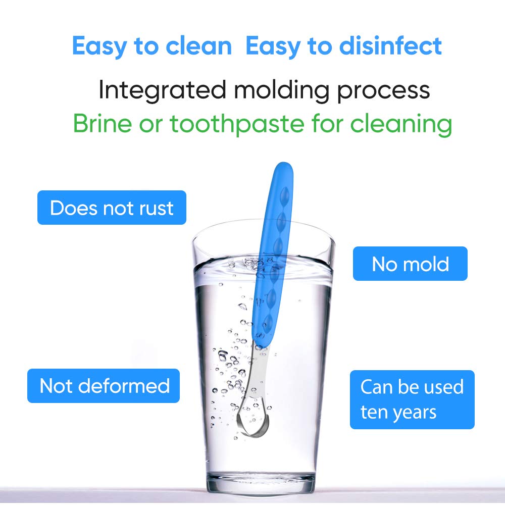 New Version Tongue Scraper Cleaner for Adults & Kids, Medical Grade Metal Tongue Brushes Set for Fresh Breath Dental Eliminate Bad Breath in Seconds (Green)