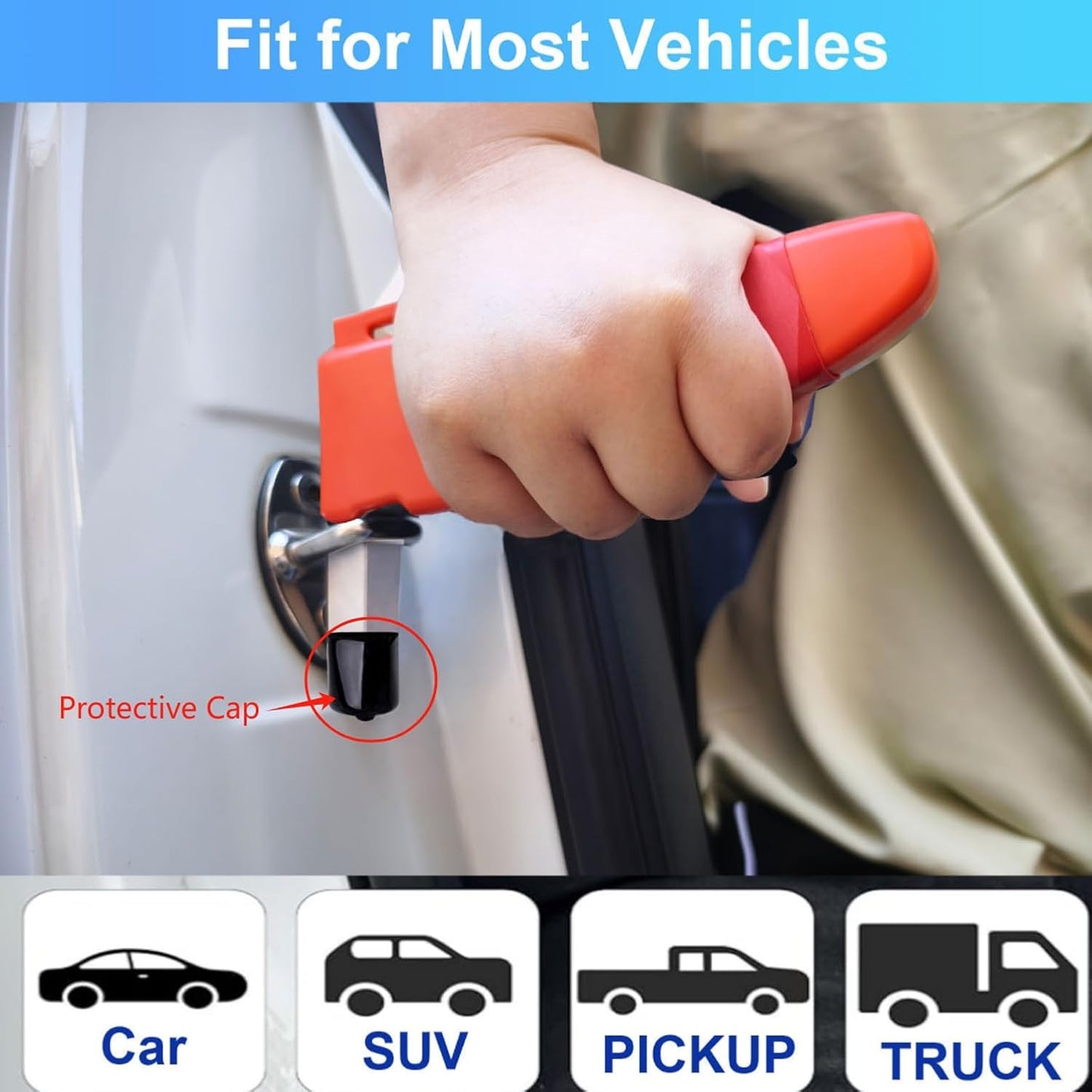 2 Pack Car Door Handle for Elderly, 3-in-1 Multifunctional Handle Assist, Ultra Grip Mobility Handle for Car, Portable Vehicle Support Door Assist Bar, Max Load 500 Lbs, Anti-Slip Design, Orange