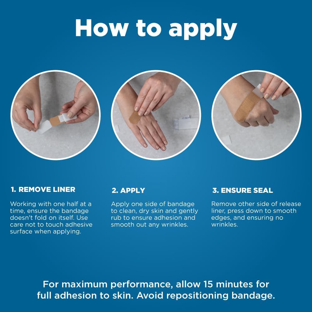 Amazon Basic Care Flexible Fabric Adhesive Bandages, First Aid and Wound Care Supplies, Assorted Sizes, 100 Count