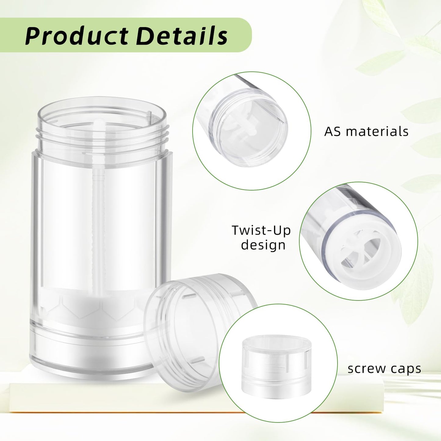 10 Pcs Empty Deodorant Containers Bottom Fill Deodorant Bottles Refillable DIY Deodorant Tubes Lip Balm Tubes (clear, 75ml/2.5oz)