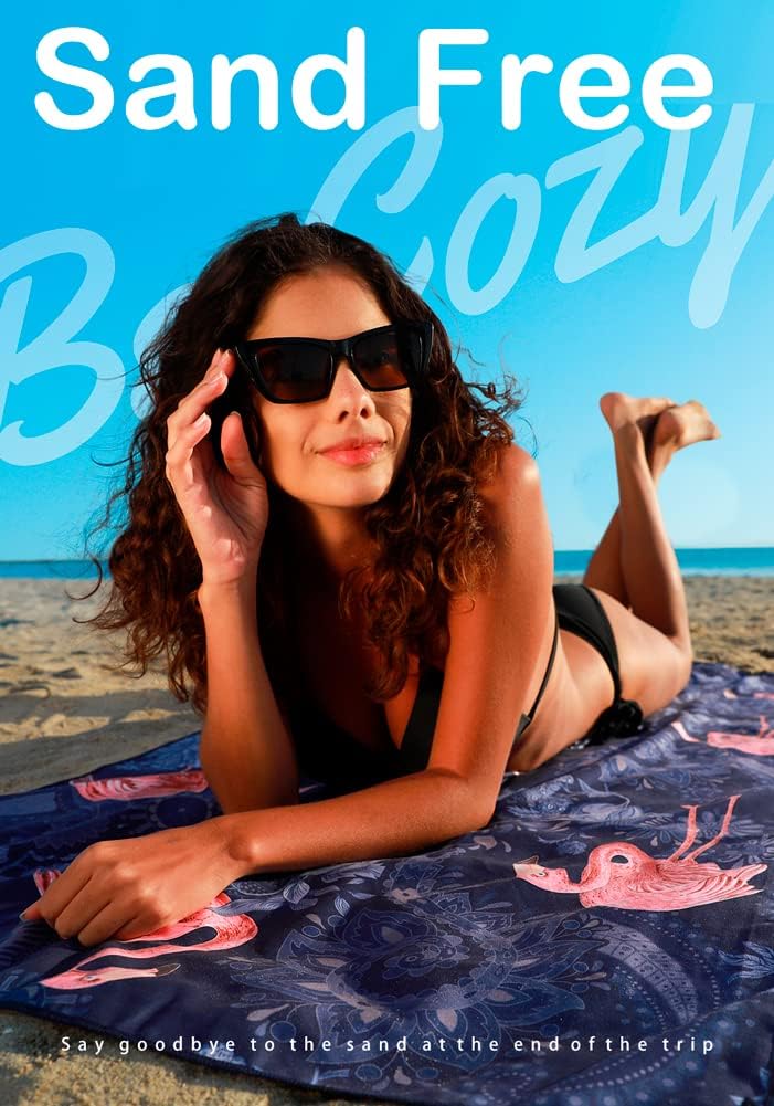 4 Pack Microfiber Lightweight Beach Towel Sand Free Quick Dry Absorbent Thin Compact Towels for Swimming Pool Camping Beach Accessories Large Easy Pack Travel Things for Vacation Essentials Gift