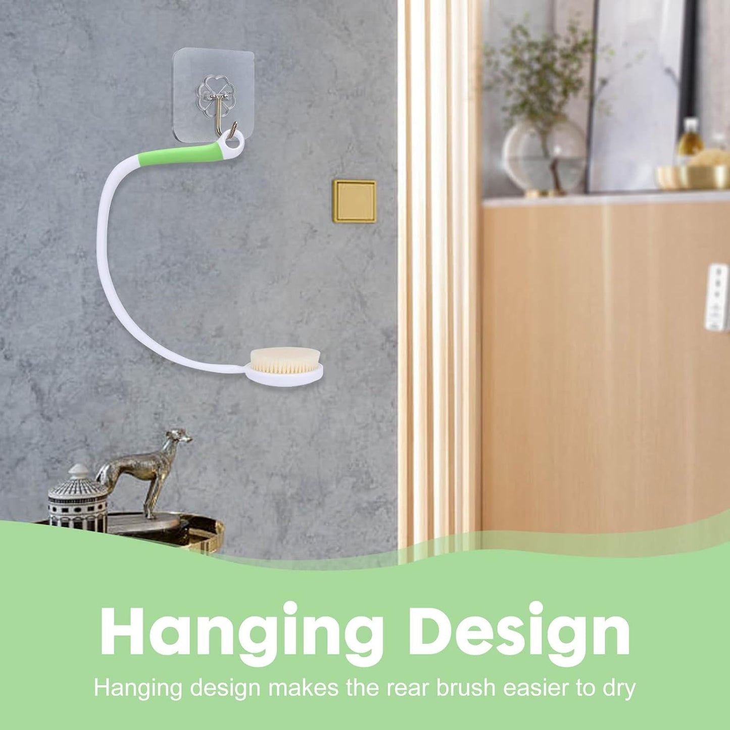 27.5” Back Bath Brush with Long Curved Long Handle,Shower Brush with U-Shaped for Cleaning,Body Scrubber for Elderly,Disabled, Post-Surgery,Limited Mobility,Spine Pain,Frozen Shoulder