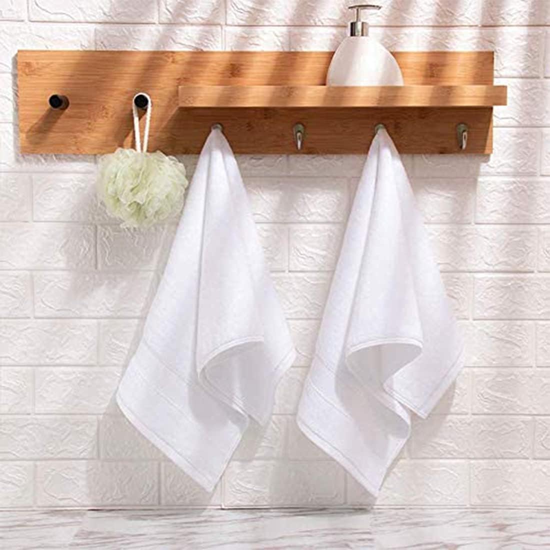 Hand Towels for Bathroom-100% Cotton Hand Towel (14 x 30Inch), Highly Absorbent and Quick Dry Face Washcloth, Home Soft Premium Towel for Hotel, Bath, Kitchen and Spa, Set of 2 (White)