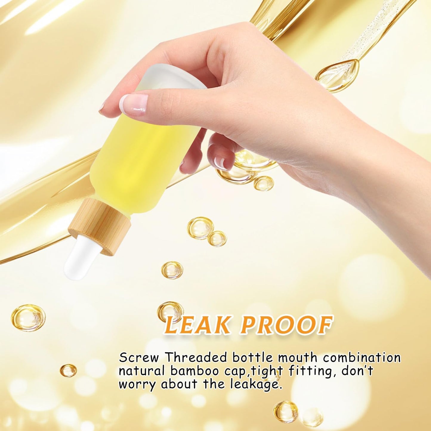 24 Pack 1 oz Frosted Glass Dropper Bottle,Empty Round Boston Travel Bottles With Eye Droppers,Natural Bamboo Dropper Cap for Essential Oils, Tinctures & Perfume,Facial Serums,Massage Oils