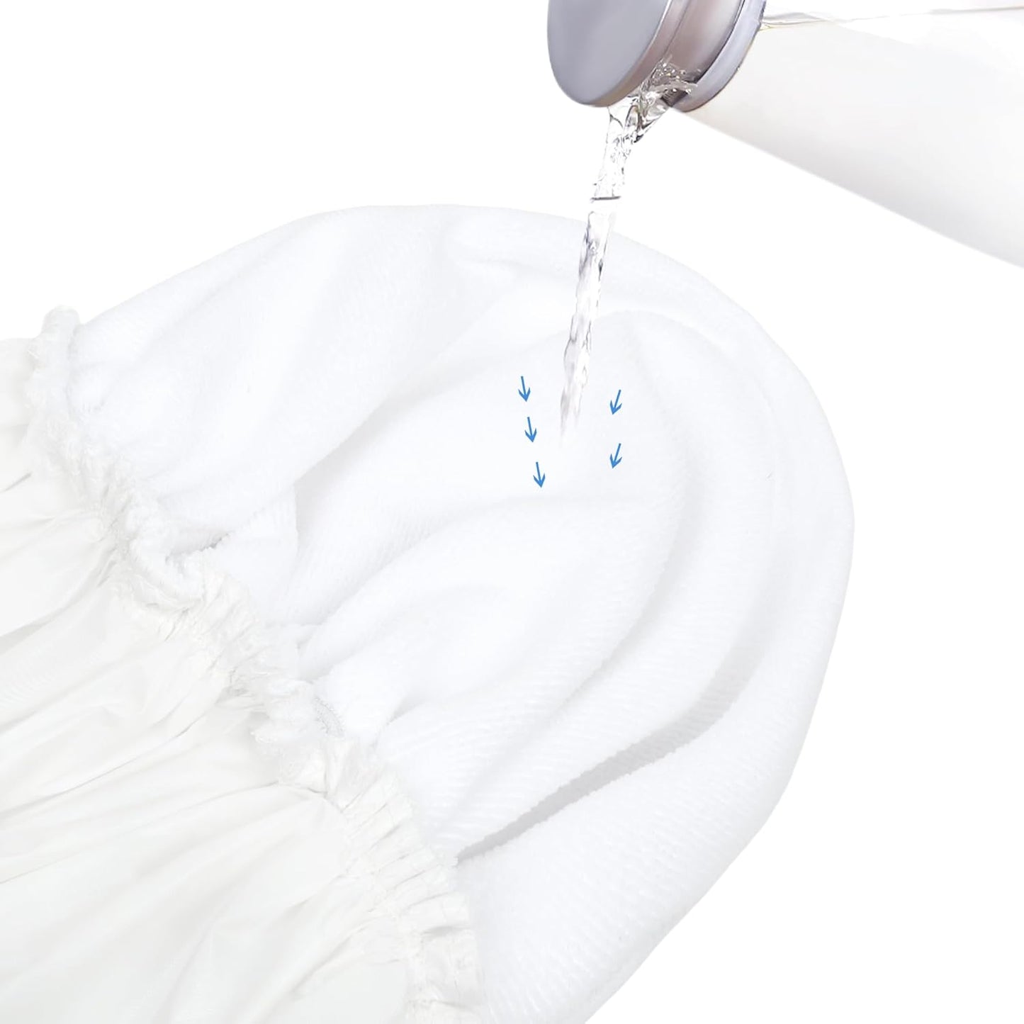 Shower Caps for Women, Terry Cloth Lined EVA Exterior Elastic and Reusable Bath Caps, Double Waterproof Layers Shower Cap, Bathing Shower Caps, Environmental Protection Bath Hair Cap - White