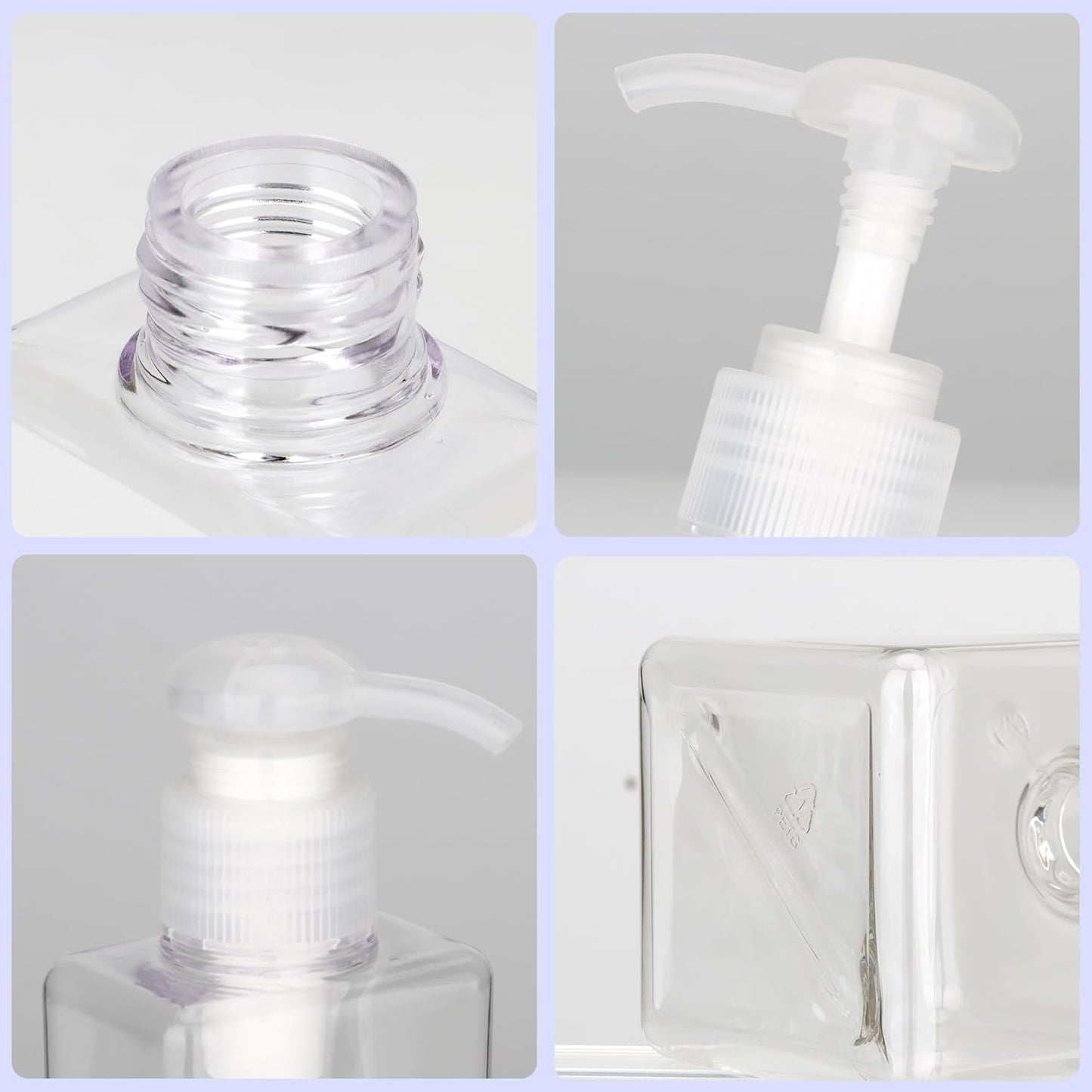 250ml (8.5oz) Pump Bottle Dispenser Jansburg 2 Pack Refillable Square Plastic Lotion Dispenser Empty Lotion Pump Bottle for Essential Oil Soap Lotion Shampoo Bathroom Travel Clear