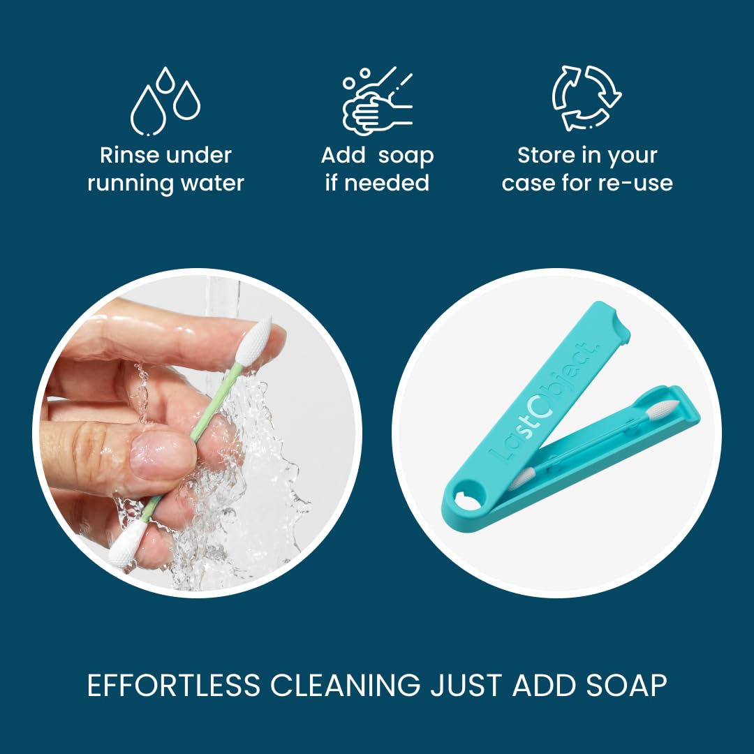 LastSwab® Reusable Cotton Swabs for Gentle and Eco-Friendly Beauty Routines - The Sustainable Alternative to Single-Use Q Tips - Zero Waste & Easy to Clean - Comes with a Convenient Travel Case Holder