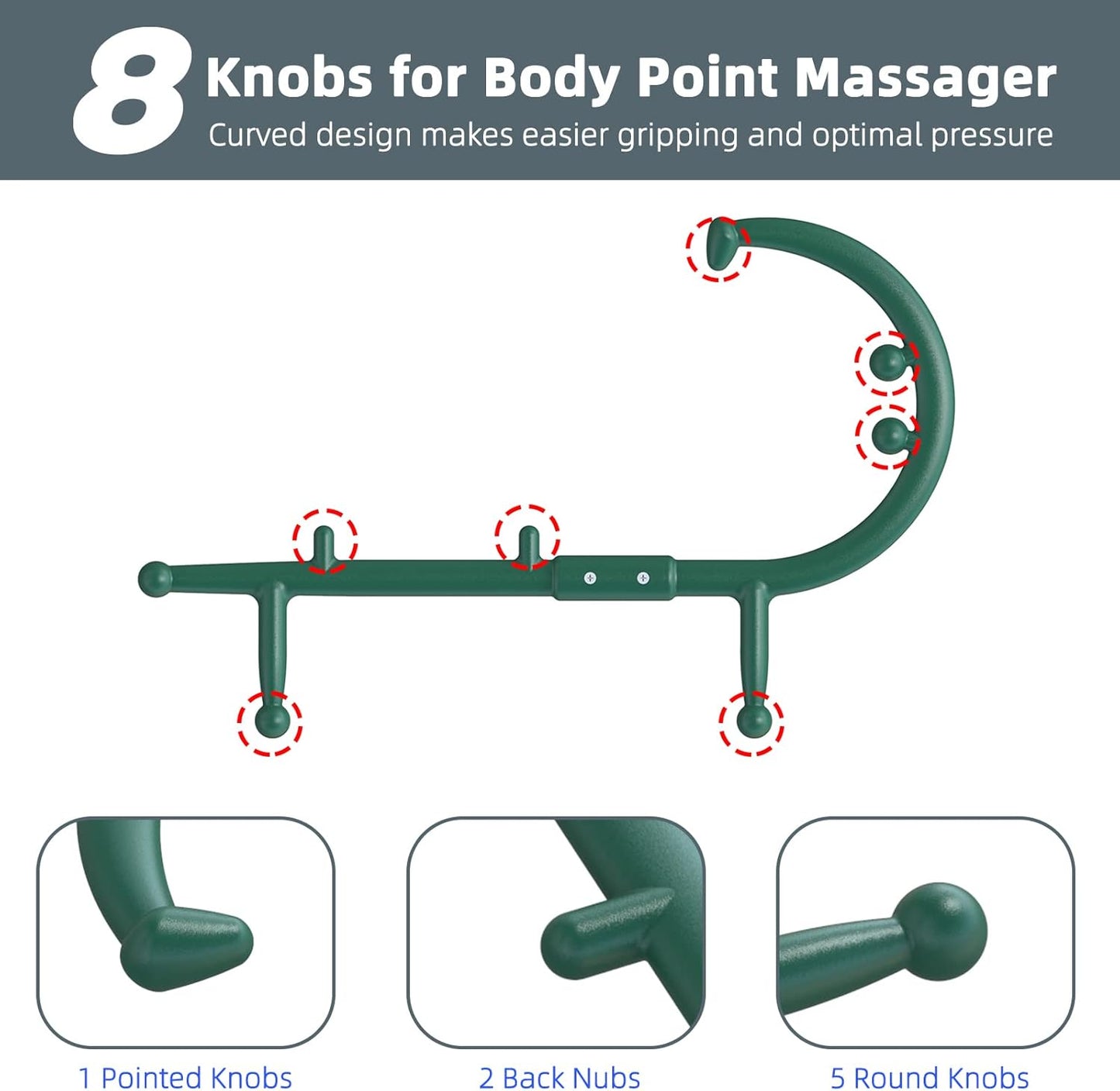 Back and Neck Massager, for Trigger Point Fibromyalgia Pain Relief and Self Massage Hook Cane Therapy (Greeen)