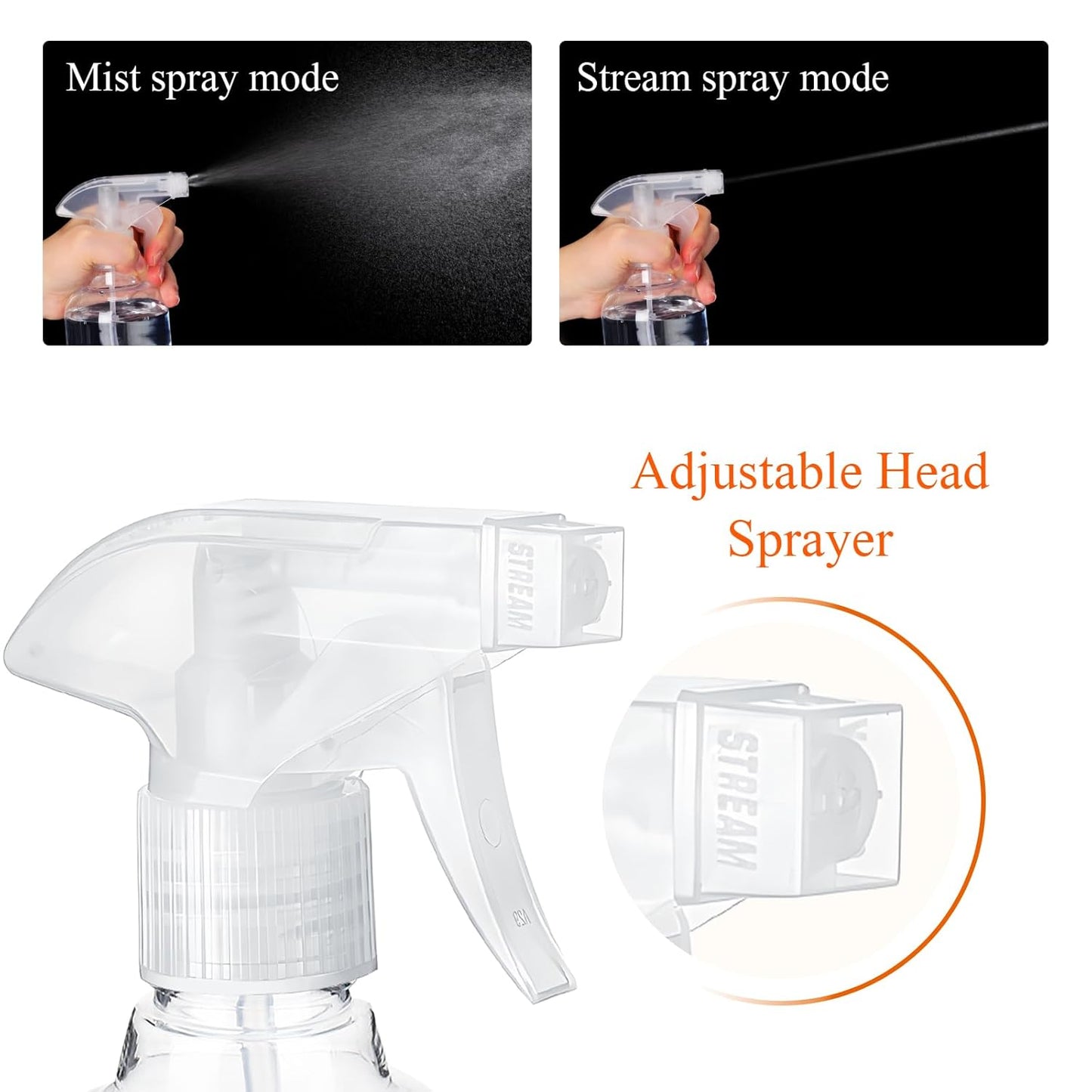 Jinei 24 Pcs 8 oz Empty Plastic Spray Bottle with Trigger Sprayers Pet Adjustable Head from Fine to Stream Refillable for Hair Plants Cooking Pets, No Leakage(Clear)