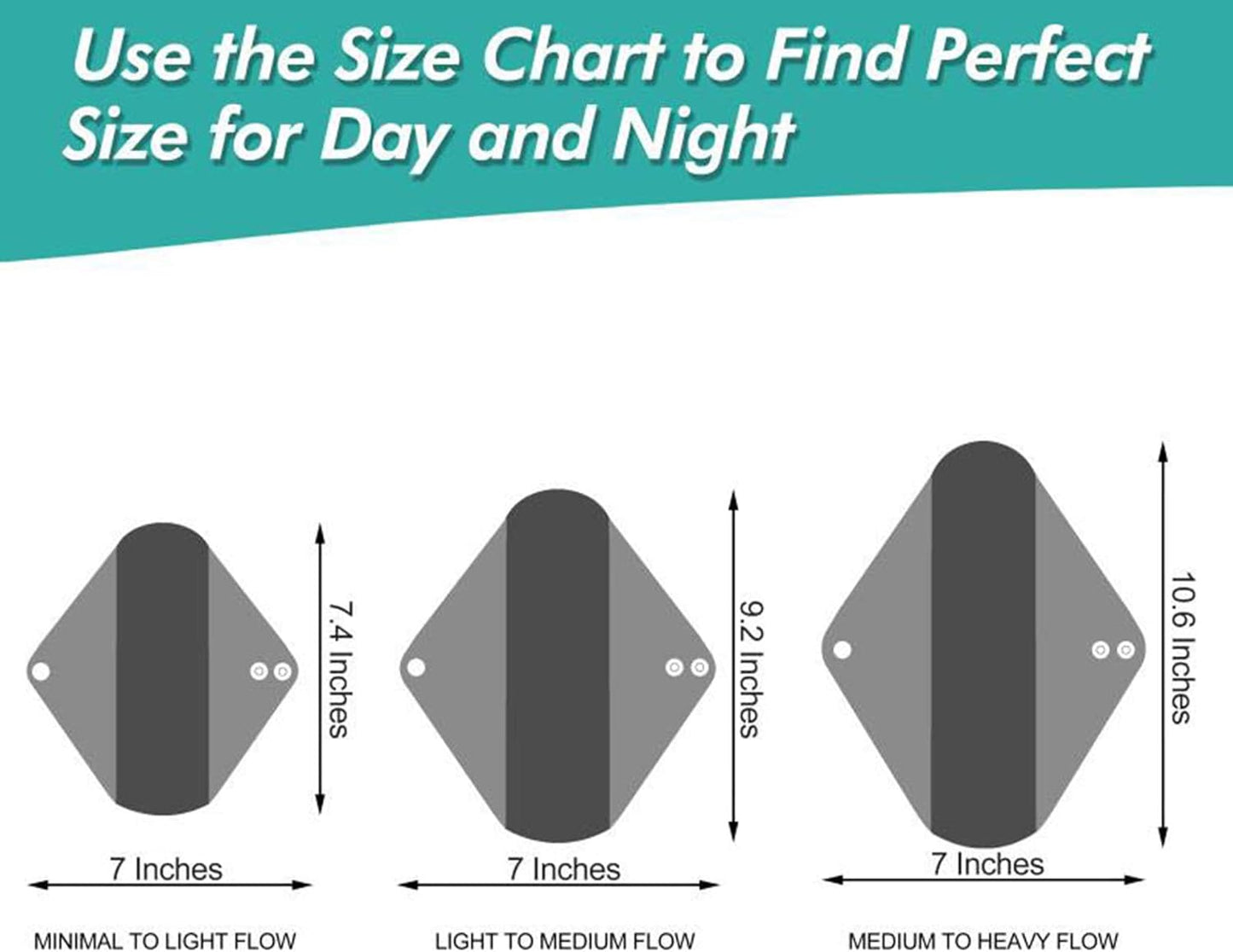 Leekalos Reusable Menstrual Pads - Bamboo Menstrual Cloth Pads | Light Incontinence Pads | Reusable Sanitary Pads - Pack of 6, 1 Cloth Mini Wet Bag