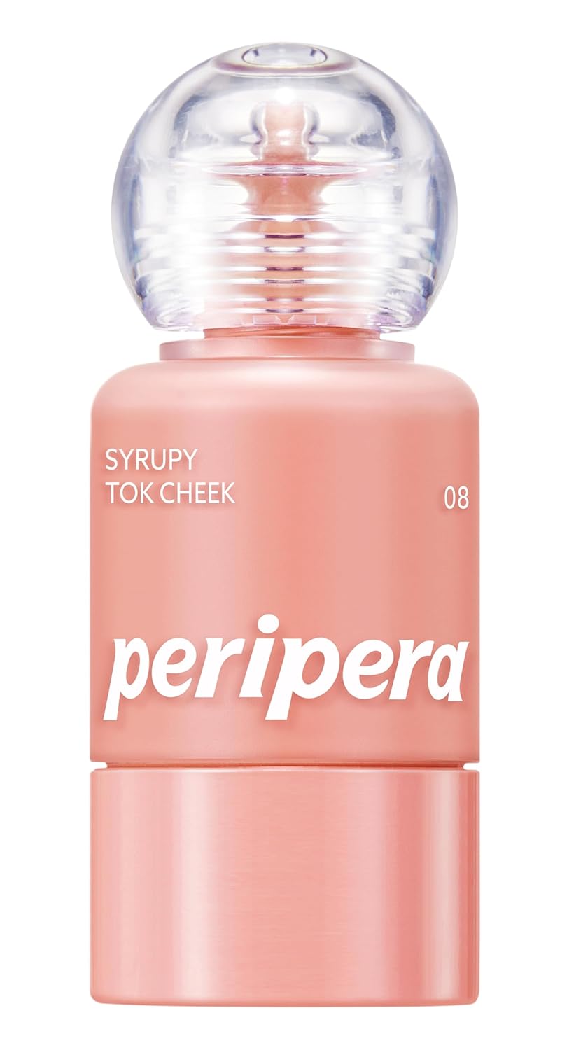 PERIPERA SYRUPY TOK CHEEK 5 Colors, Liquid Blush, Dewy Finish and Hydrates All day, Soft Velvet Texture Face Cheek Tint (08 SYRUP GRAPEFRUIT, One Size)