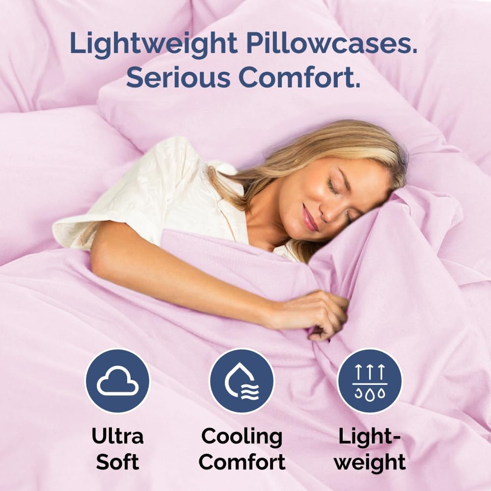 Queen Pillow Cases Set of 4 - Ultra Soft Hotel Quality Pillowcase Covers - Comfy, Cozy & Wrinkle Free - Shrink, Stain & Fade Resistant - Machine Washable Pillow Protectors - 4 Piece Set - Light Pink