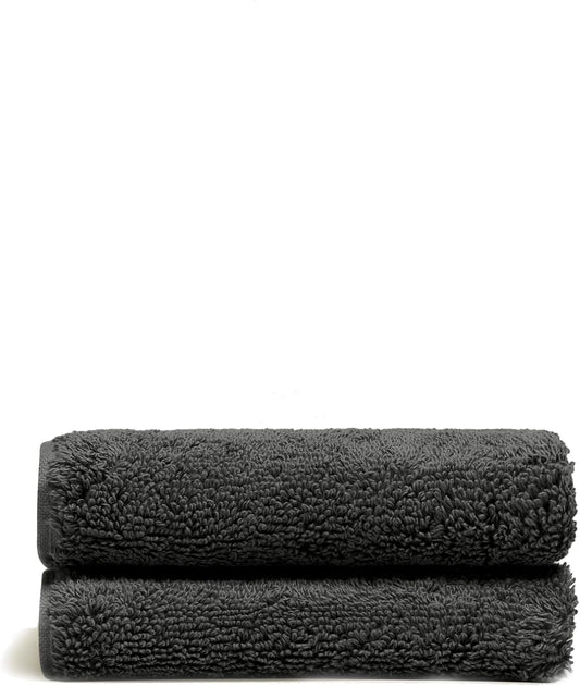 Italic Ultraplush 100% Australian Cotton Washcloths - Set of 2 Luxury Plush Face Wash Cloths, Soft and Absorbent 800 GSM Washcloth for Bathroom, Spa, Gym, Face and Body (Charcoal)