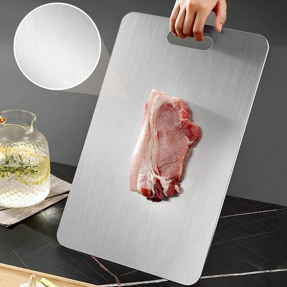 Titanium Cutting Board - 100% Pure Titanium Cutting Boards for Kitchen - Cutting Edge Hygiene & Durability, 1 Pack Double Sided Medical-grade Cutting Mat, Easy to Clean (12"L x 9"W)