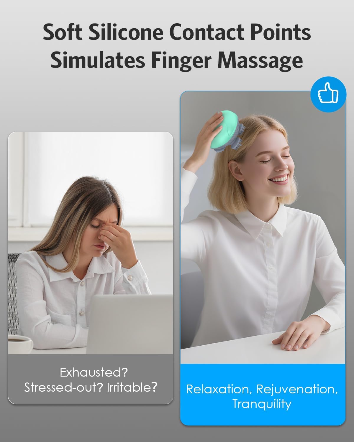 AMIR Electric Scalp Massager, Portable Head Massager with Kneading 96 Massage Nodes, Handheld Head Scratcher Massager for Stress Relax and Pain Relief, Ideal Gifts for Women, Men, Green