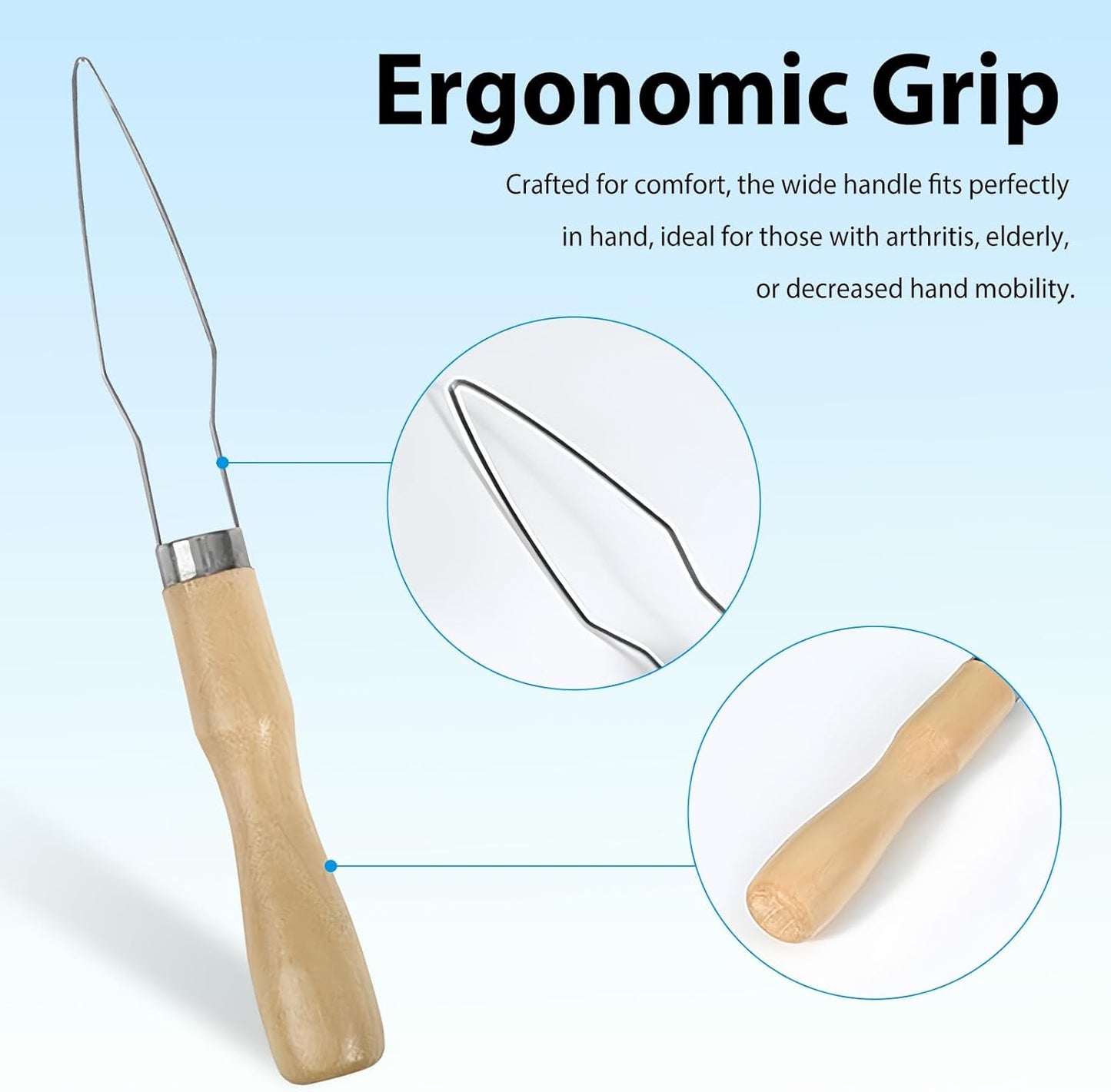 4pcs Button Hook Assist Device with Easy-Grip Wooden Handle for Shirts, Coats, Dresses - Ideal Button Aids for Arthritis & Limited Dexterity