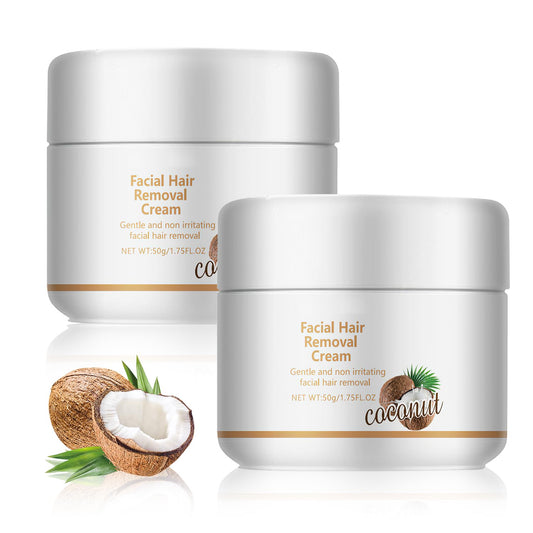 Facial Depilatory Cream, Coconut Hair Remover for Upper Lip and Chin for Face Hair Remover for Body Sensitive Skin Gentle and Non-Irritating,Body Hair Removal Cream for Women(2PCS)