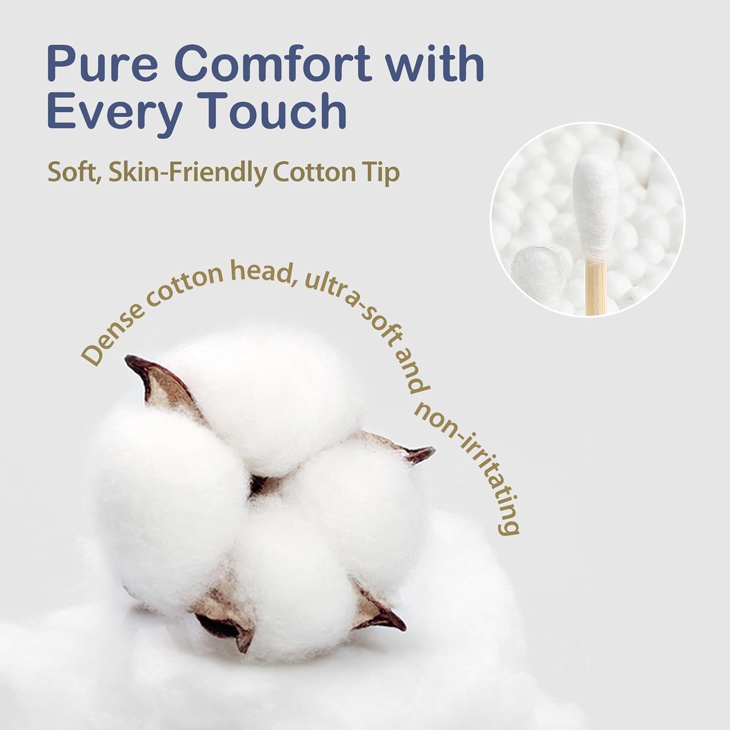 Ourmed Life Cotton Swabs - Biodegradable Bamboo & Cotton, Double-Tipped Cleaning Swabs with Pointed & Round Tips, Hypoallergenic for Ear, Makeup, Eye Makeup Removal, Nail Polish Touch-Ups (1000 Ct)