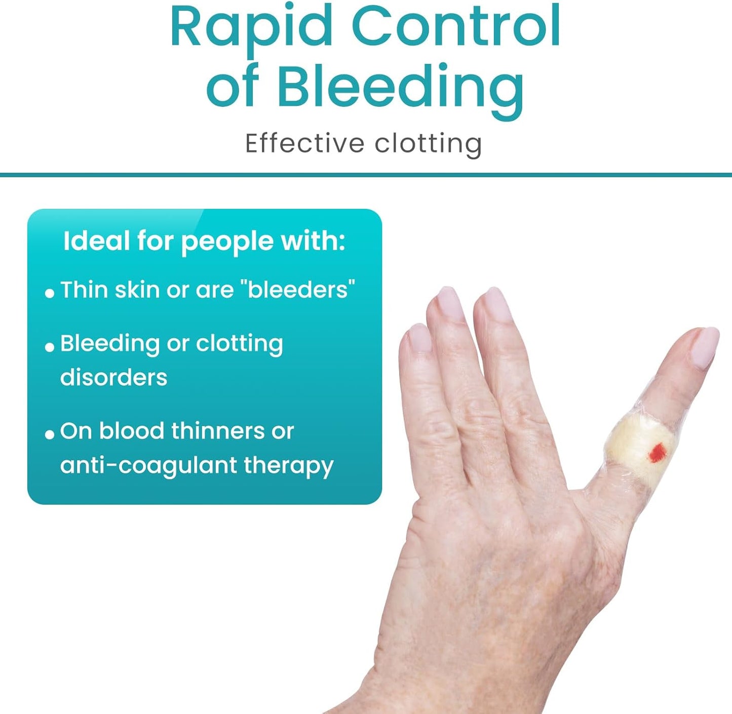 ViveCare Hemostatic Gauze (4"x4") - Quick Clot Dressing to Stop Bleeding - Wound Clotting Bandage Pads for First Aid Kit - Healing for Cuts, Abrasions, Lacerations - Product Made with Chitosan