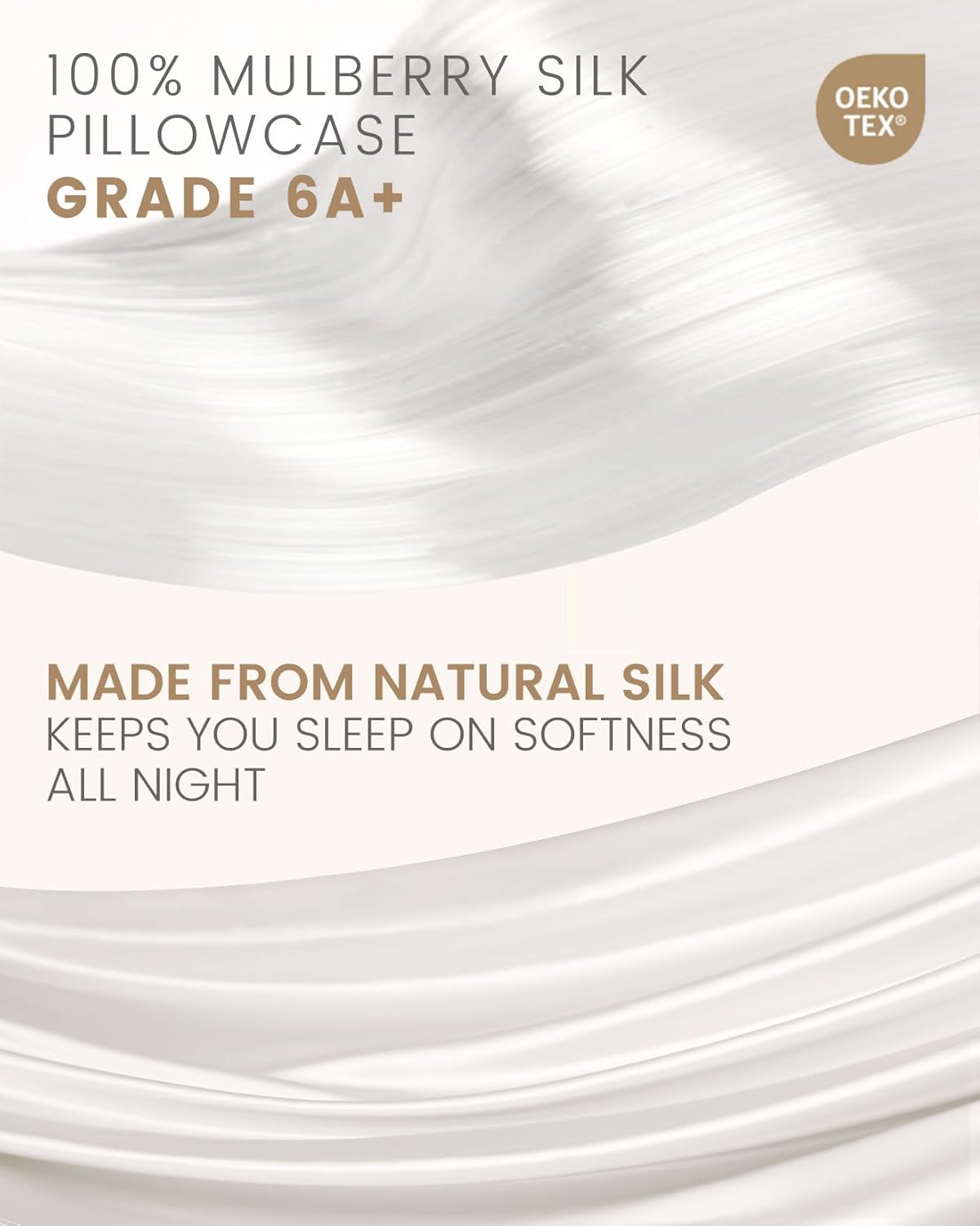 THXSILK Set of 2 100% Mulberry Silk Pillowcase for Hair and Skin Health, Soft Breathable and Smooth Pillowcases with Hidden Zipper, Both Sides Premium Grade 6A+ Silk, Body Size 20"x54", White