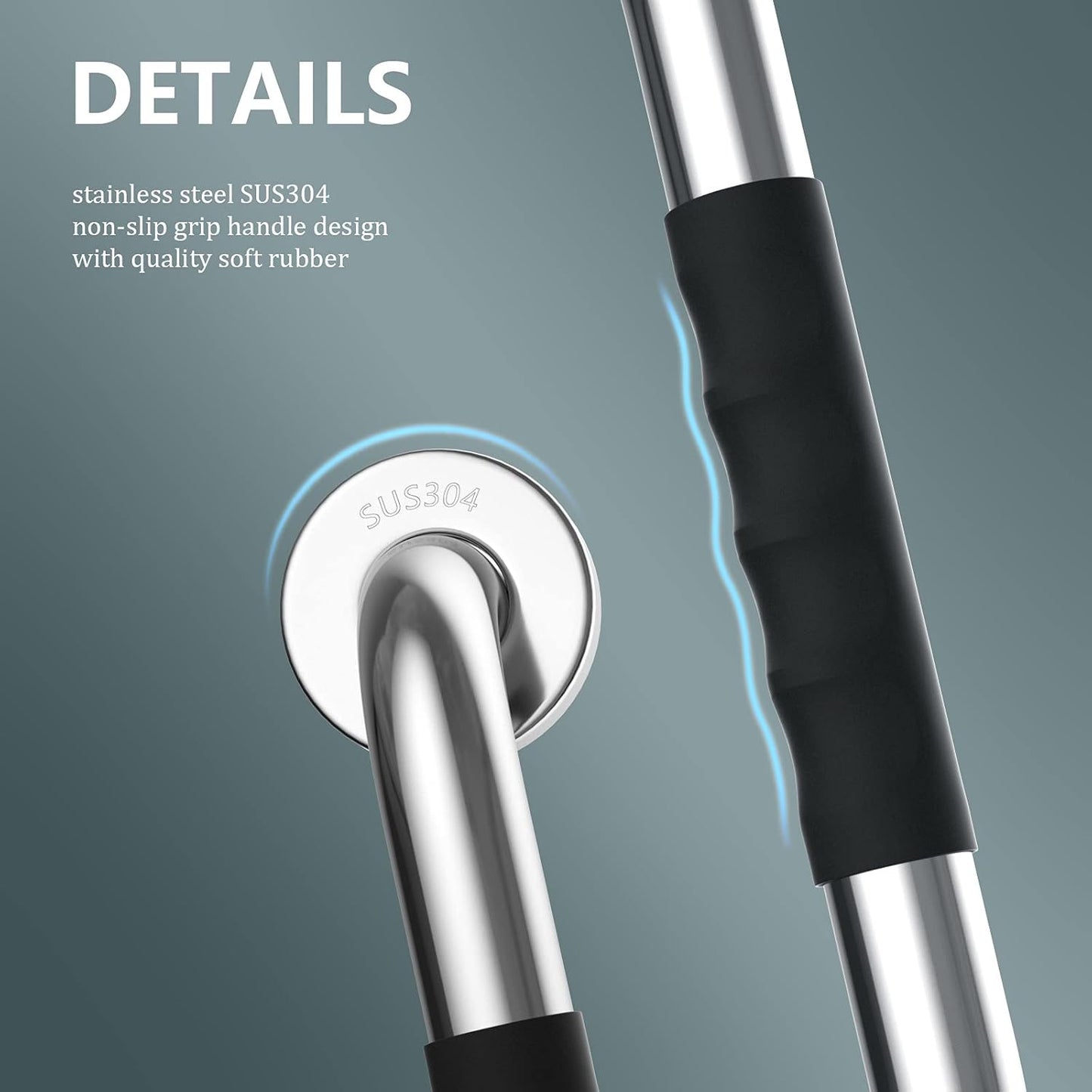 2 Pack 12 Inch Shower Grab Bar w/Anti Slip Rubber Grip, ZUEXT SUS304 Stainless Steel Bath Grab Bar, Bathroom Balance Bar, Wall Mount Safety Handrail Support, Handicap Injury Elderly Assist Handle