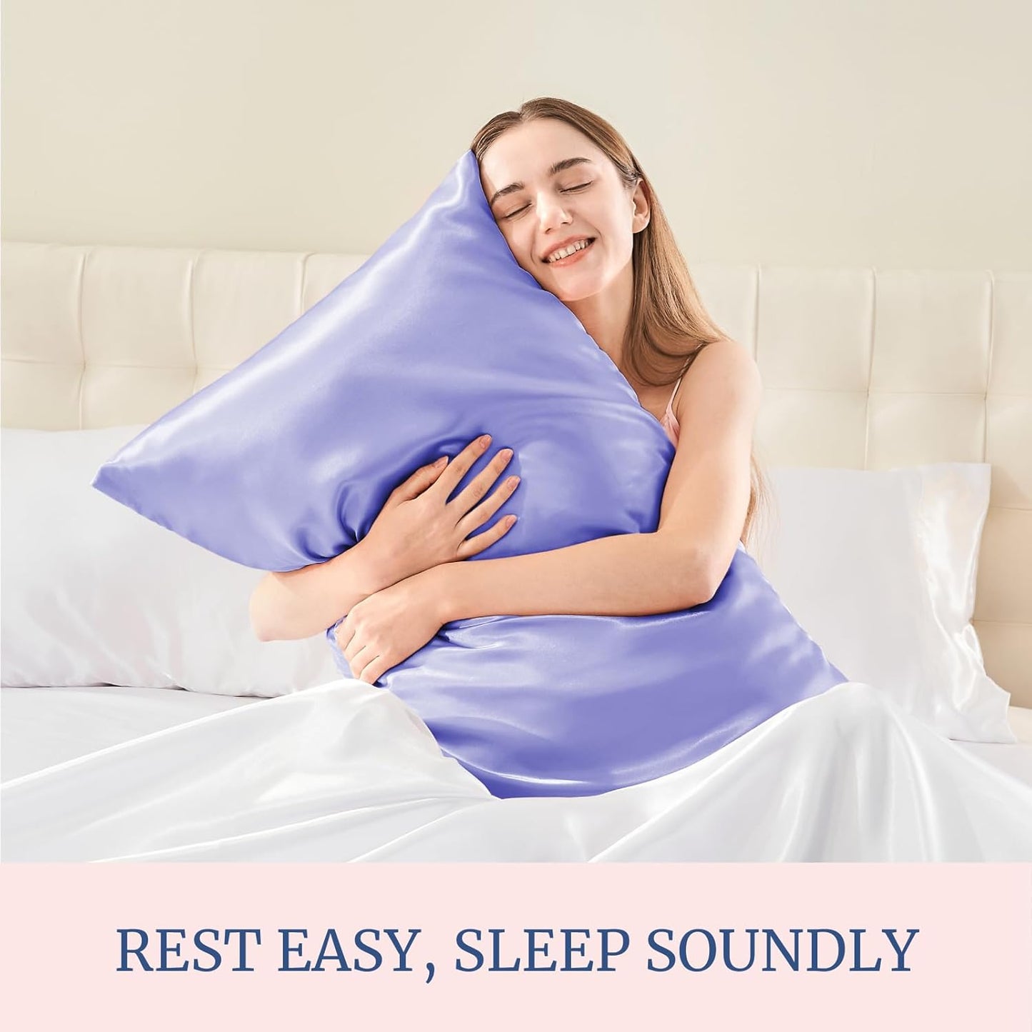 BEDELITE Satin Pillowcase for Hair and Skin, Super Soft Similar to Silk Pillow Cases 4 Pack with Envelope Closure, Cooling Pillowcases for Women Men (20"x26" Standard Size, Lilac)