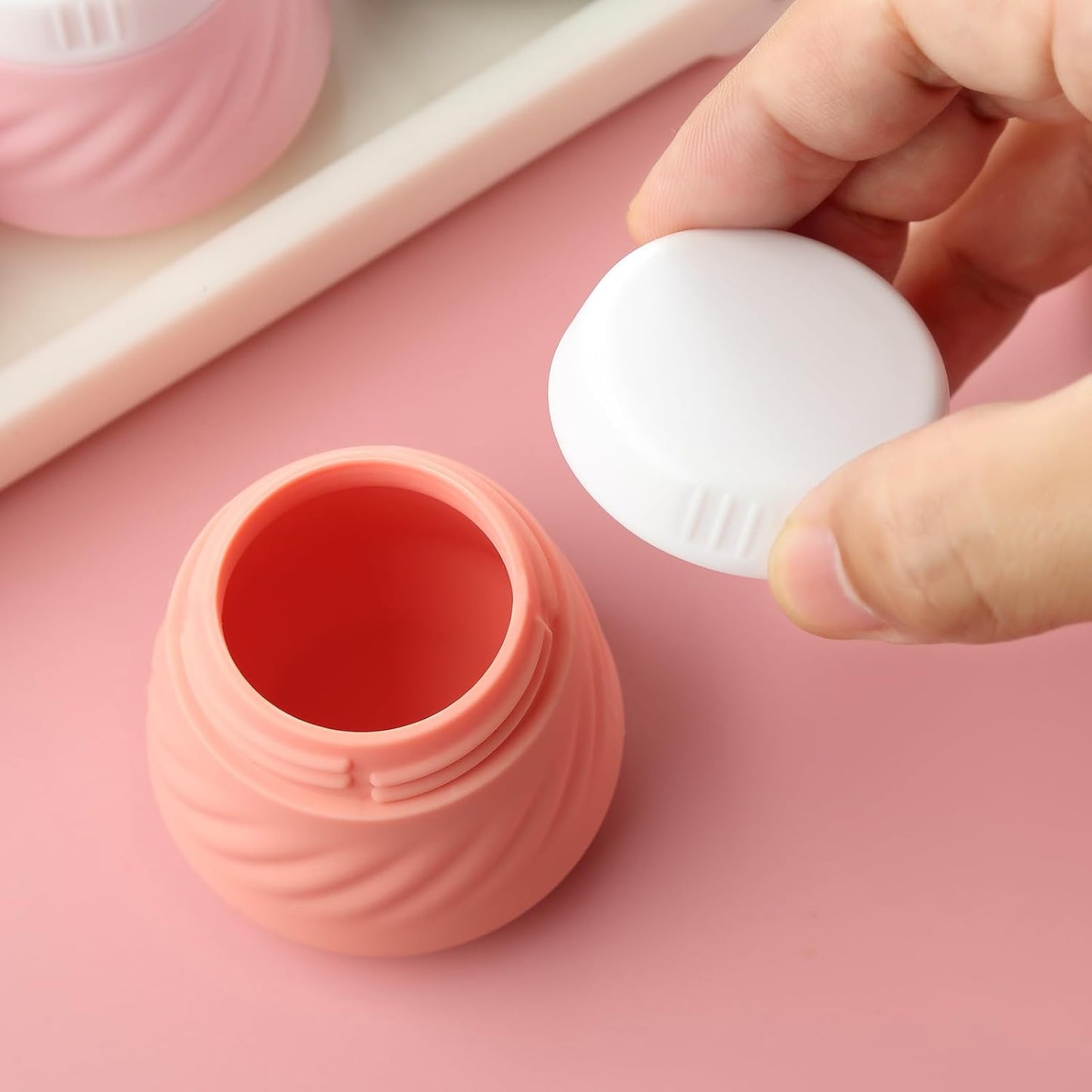 Gemice Travel Containers for Toiletries, TSA Approved Silicone Travel Jars for Cream, Leak-Proof Travel Size Toiletries Containers with Lid for Lotion Skincare Makeup (4 Pack)