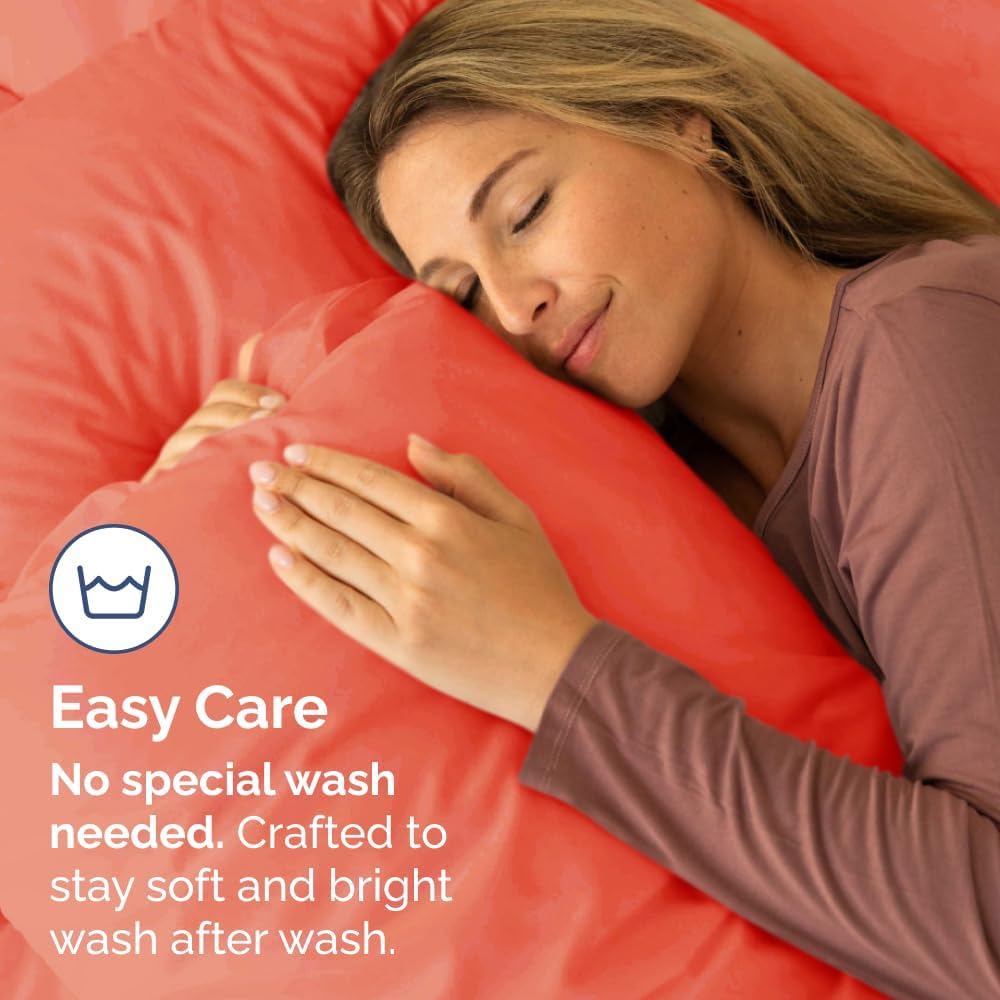 King Pillow Cases Set of 2 - Ultra Soft Hotel Quality Pillowcase Covers - Comfy, Cozy & Wrinkle Free - Shrinkage, Stain and Fade Resistant - Machine Washable Pillow Protectors - 2 Piece Set - Coral