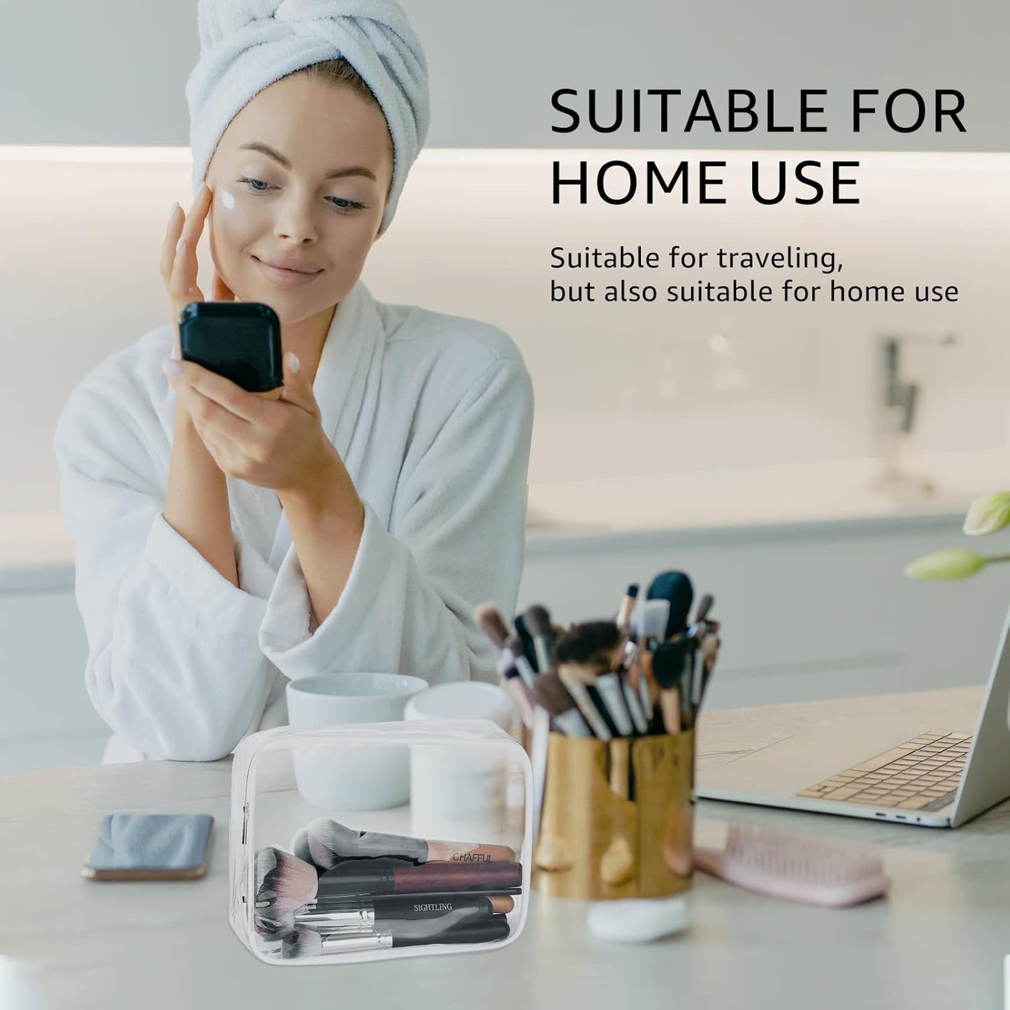 4Pcs Crystal Clear PVC Travel Toiletry Bag Kit for Women Men, Waterproof Vinyl Packing Organizer Storage Bags with Zipper Handle Straps, Cosmetic Pouch Carry on Airport Airline Compliant Bag Handbag