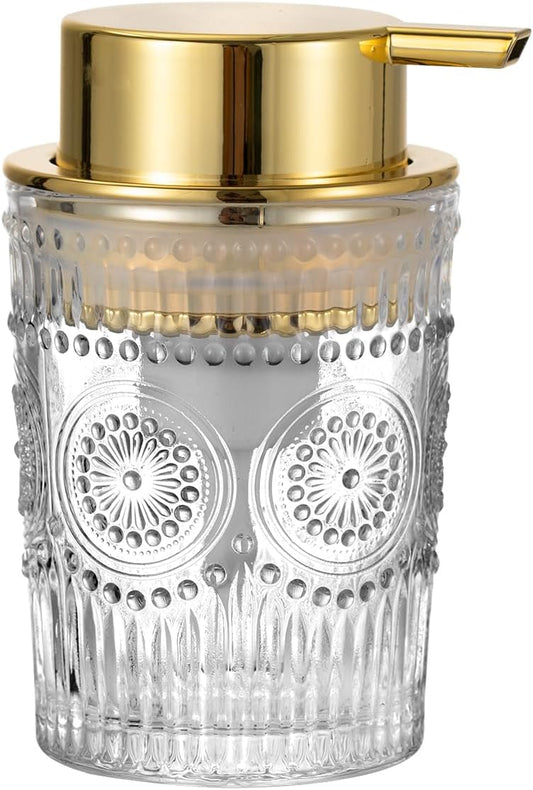 Foaming Hand Soap Dispenser, Glass Toothbrush Holder, Refillable Liquid Lotion Dispenser (S-Clear-Foaming)