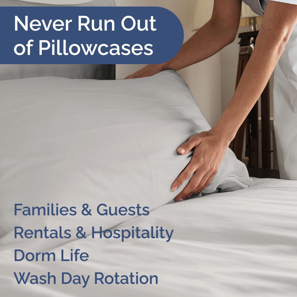 King Pillow Cases Set of 10 - Ultra Soft Hotel Quality Pillowcase Covers - Comfy, Cozy & Wrinkle Free - Shrink, Stain and Fade Resistant - Machine Washable Pillow Protectors - 10 Pcs Set - French Grey