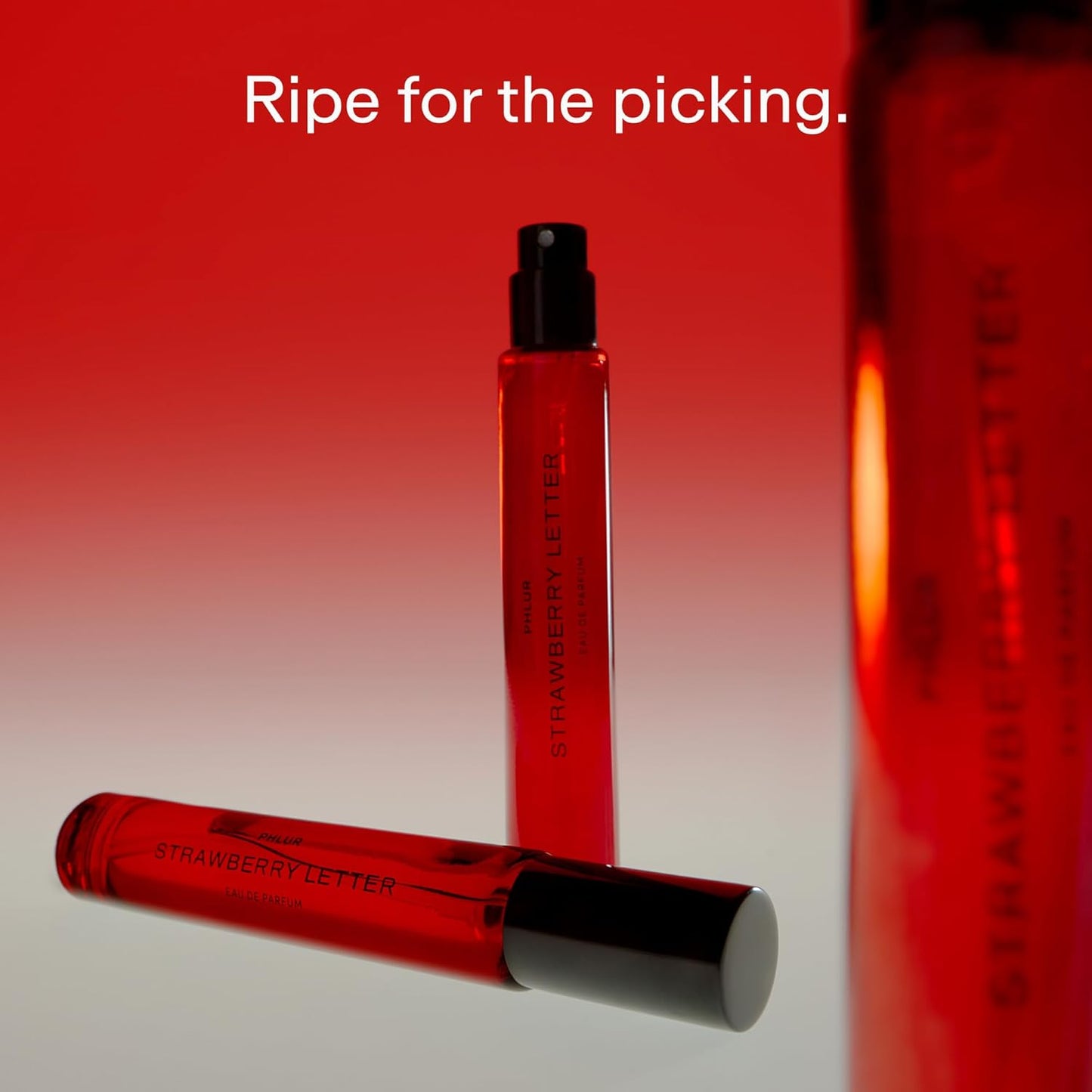 PHLUR Strawberry Letter Eau de Parfum - Travel Size Perfume Spray - Strawberry Gourmand Fine Fragrance (9.5mL)
