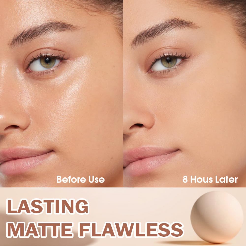 Oil Control Matte Perfection Face Powder Compact For Women, Matte Smooth Flawless Setting Powder Makeup, Polvo Compacto De Maquillaje, Waterproof Long Lasting, 0.35Oz, (250 Radiant Sand, 1)