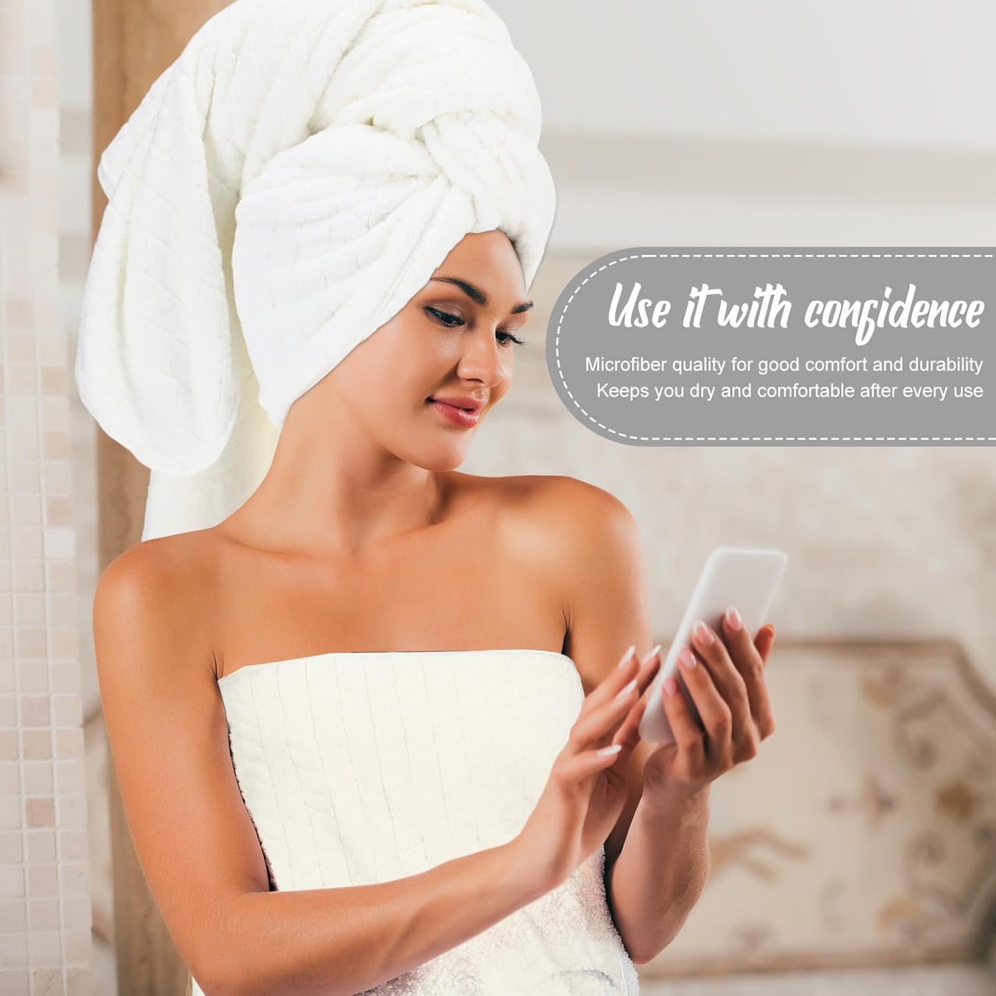 16 Pack Microfiber Bath Towels Bulk 27'' x 60'' Oversized Size Bath Towel Highly Absorbent Extra Large Soft Drying for Shower Beach Salon Winter Sport Spa Gym (Wheat,White)