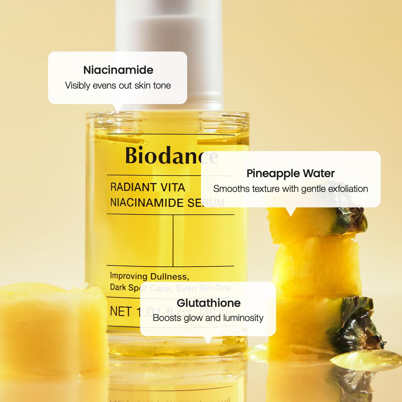 BIODANCE Radiant Vita Niacinamide Serum, Brightening, Dark Spot Care, Hydrating for Sensitive Skin, Filter Glow Serum for All Skin Types, Korean Skincare, Stocking Stuffers | 1.01 floz x 1 ea